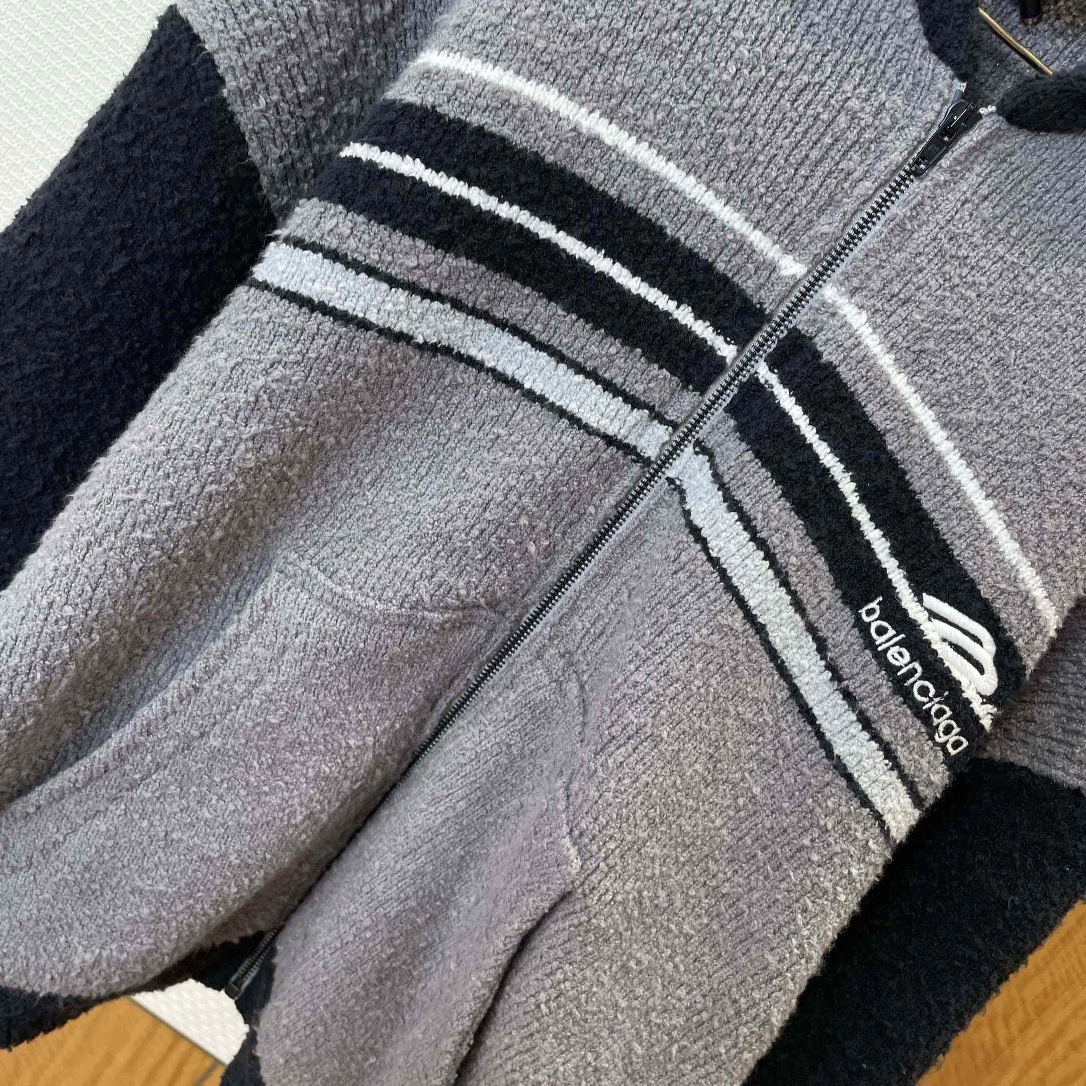 Balenciaga Fluffy Zip-Up Hoodie In Grey - DesignerGu