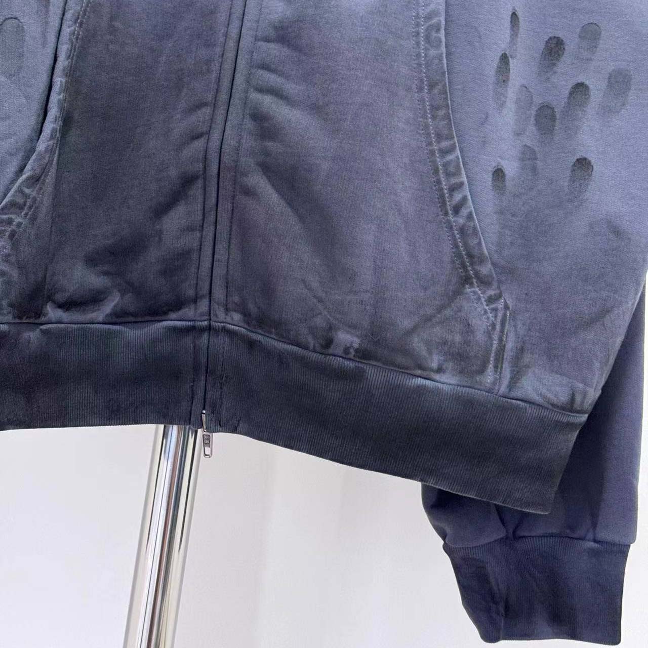 Balenciaga Back Zip-Up Hoodie Regular Fit in faded dark blue - DesignerGu