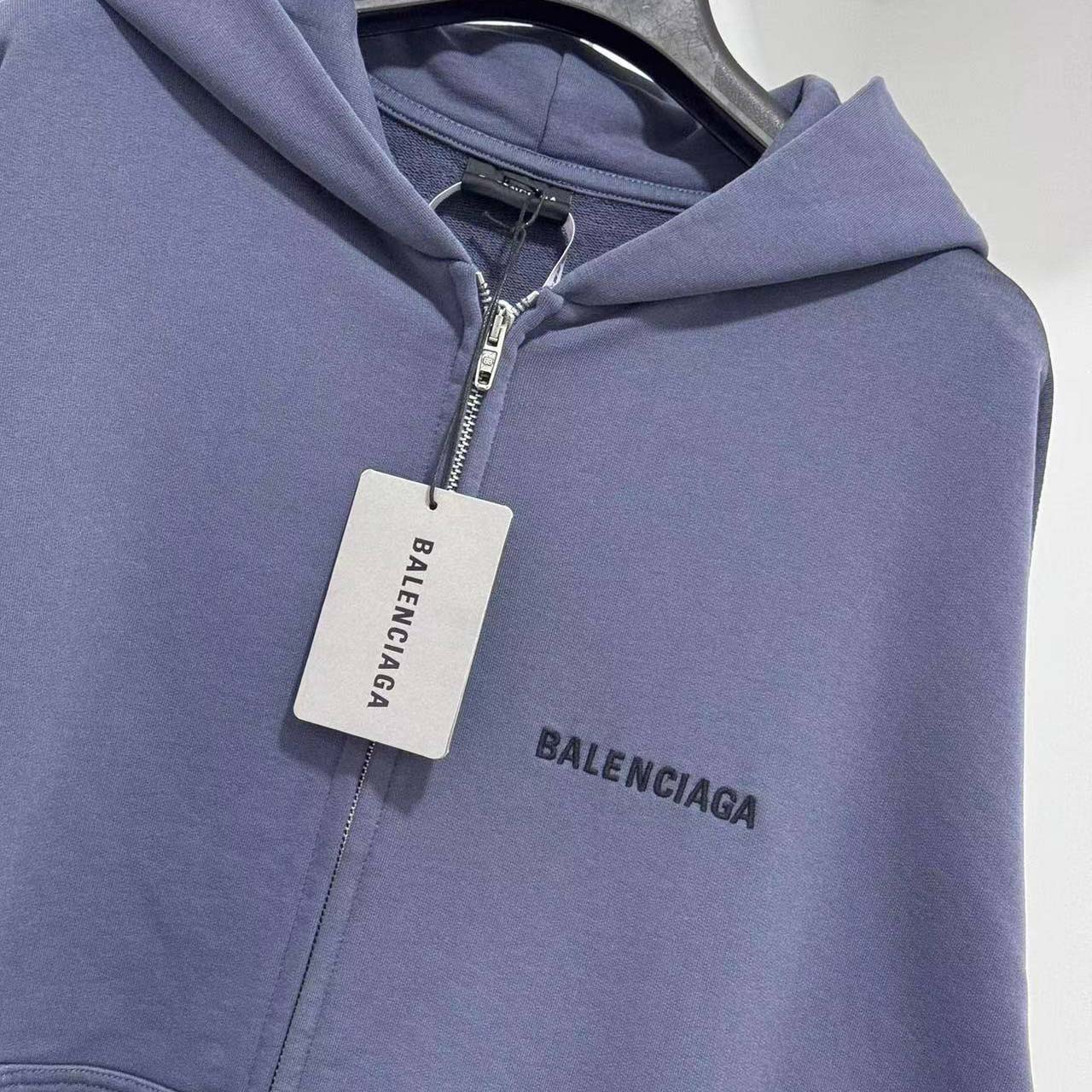 Balenciaga Back Zip-Up Hoodie Regular Fit in faded dark blue - DesignerGu