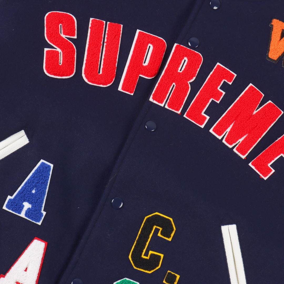 Supreme Praises Varsity Jacket 'Navy' - DesignerGu