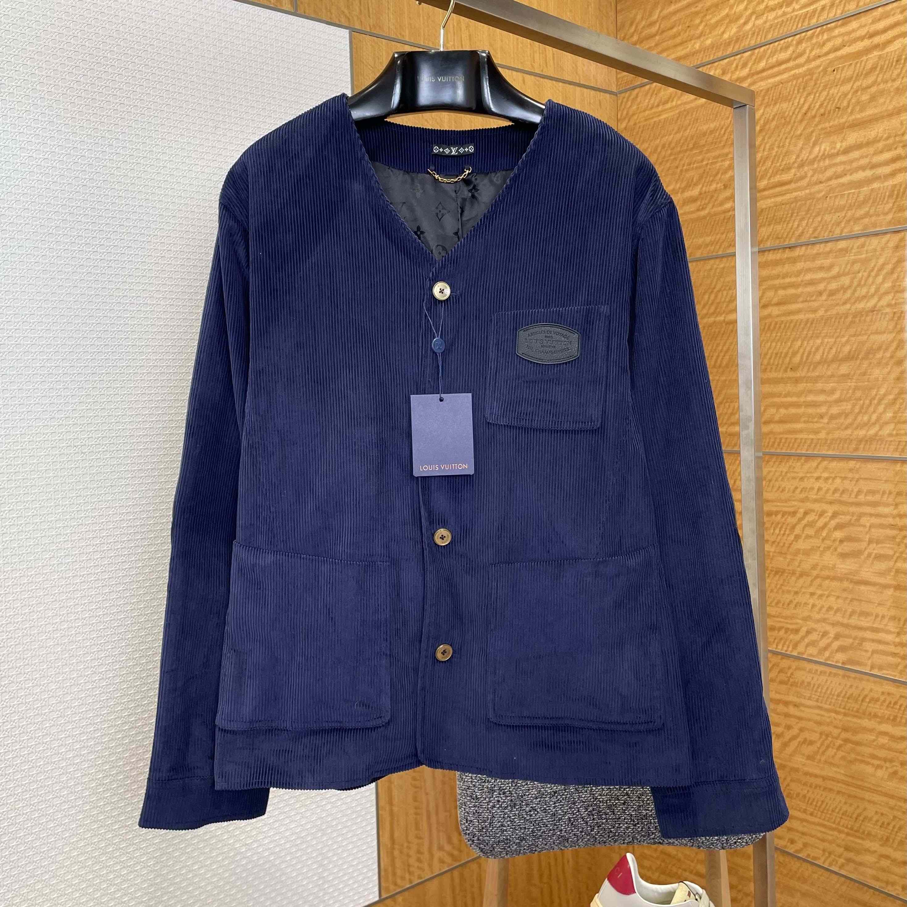 Louis Vuitton Corduroy Collarless Jacket - DesignerGu