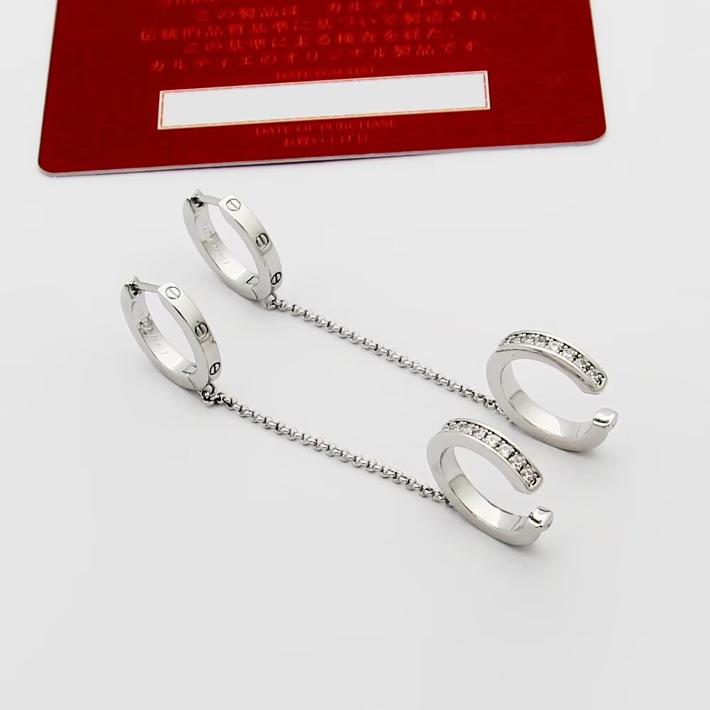 Cartier And Diamond Love Hoop Single Earring - DesignerGu