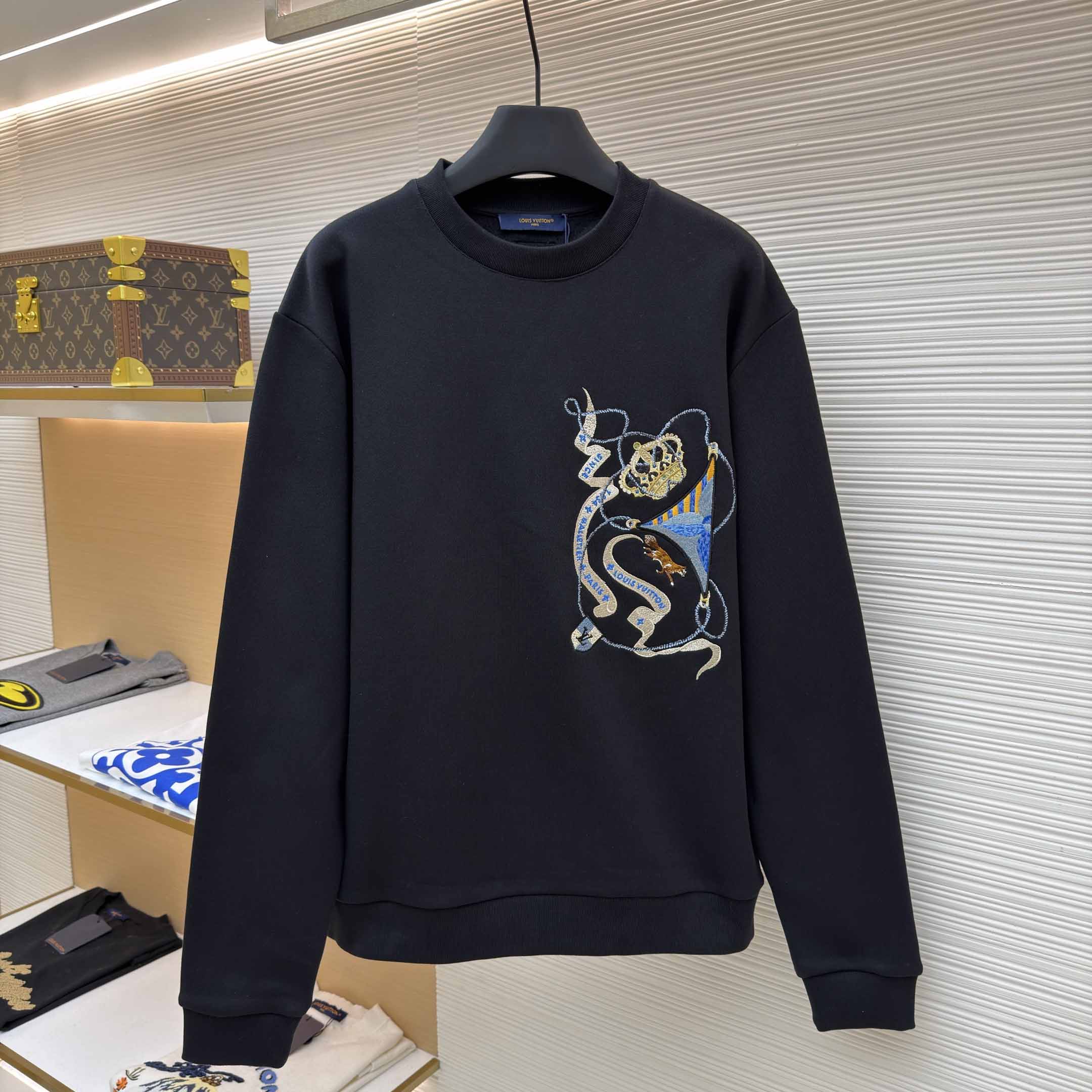 Louis Vuitton Embroidered Long-Sleeved Sweatshirt  - DesignerGu