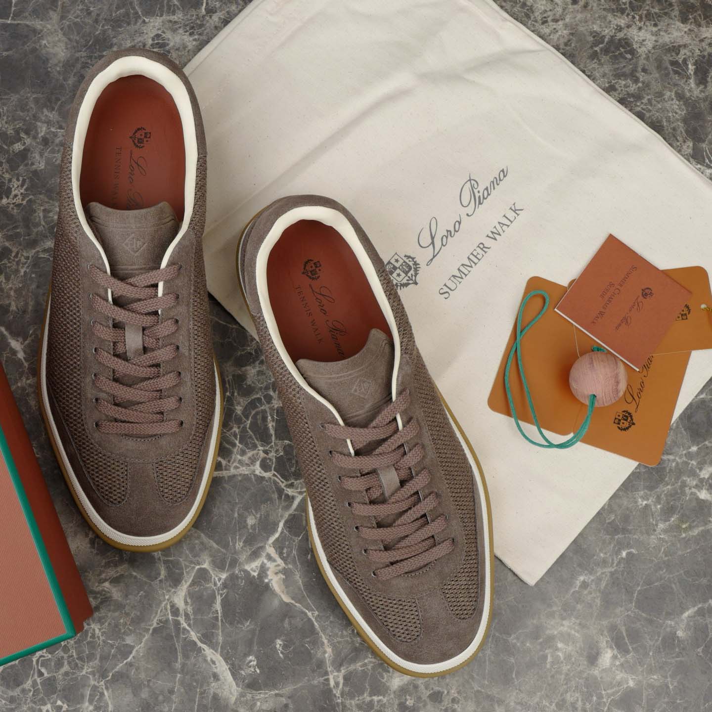 Loro Piana Tennis Walk Sneaker Pecora Nera® Wheat Stitch - DesignerGu