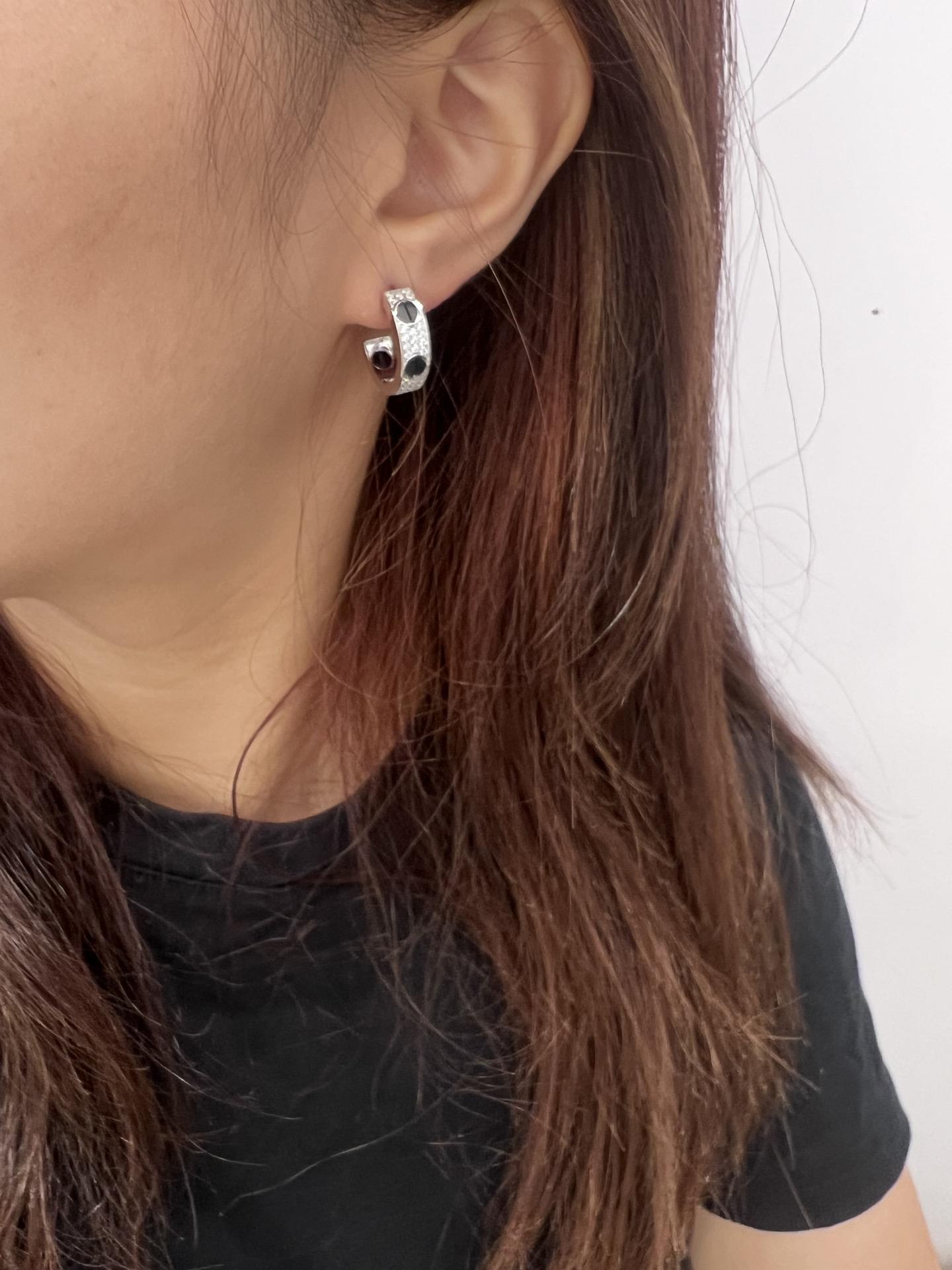 Cartier Love Diamond Ceramic Earrings - DesignerGu