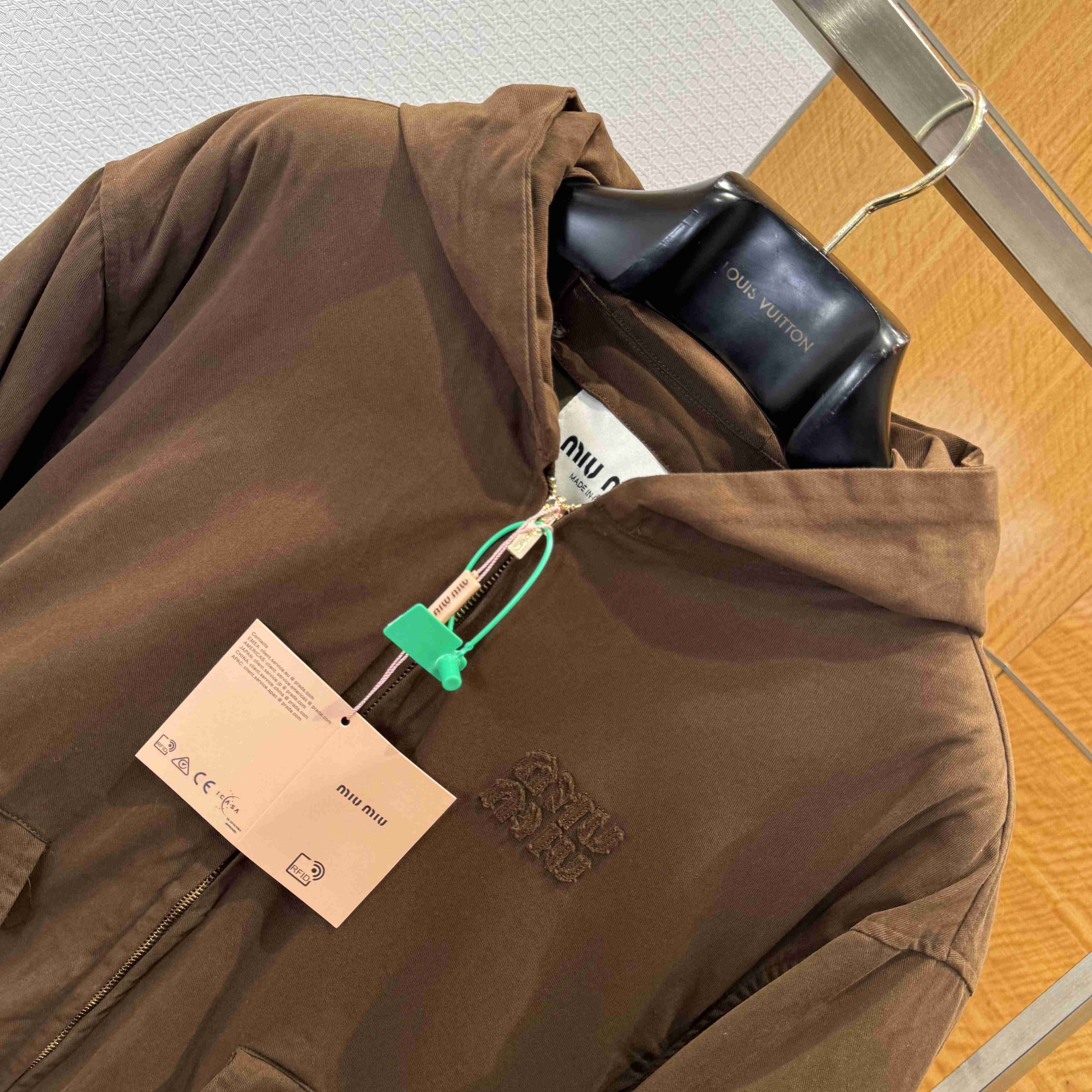 Miu Miu Logo Denim Bomber Jacket - DesignerGu