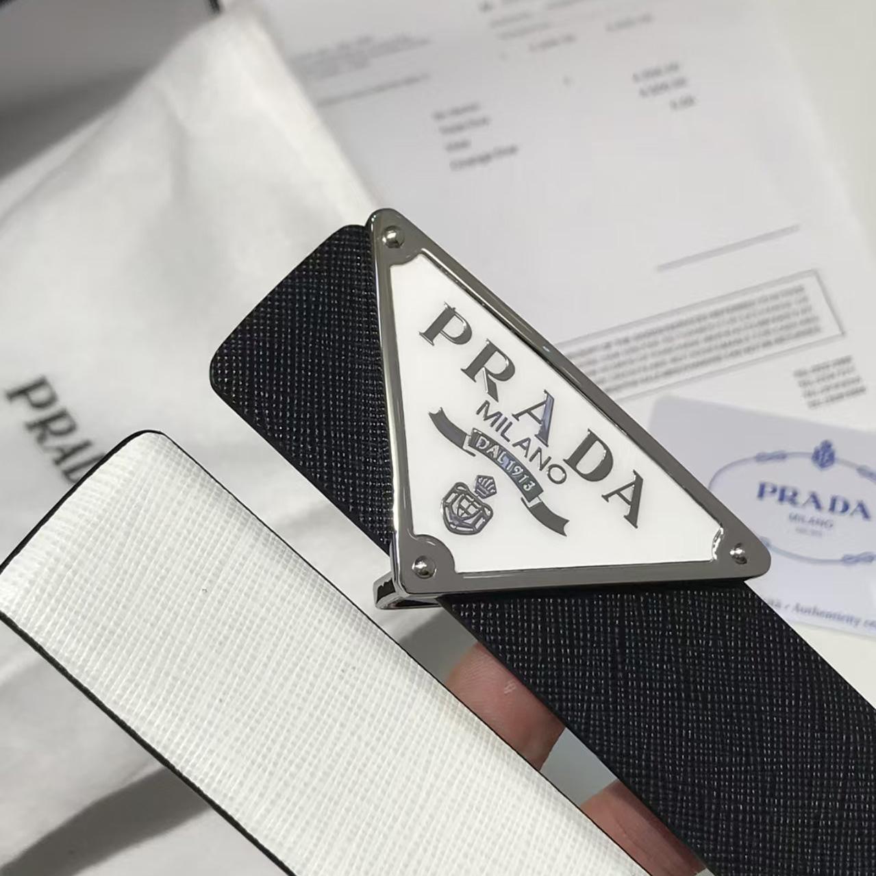 Prada Reversible Saffiano Leather Belt Strap - DesignerGu