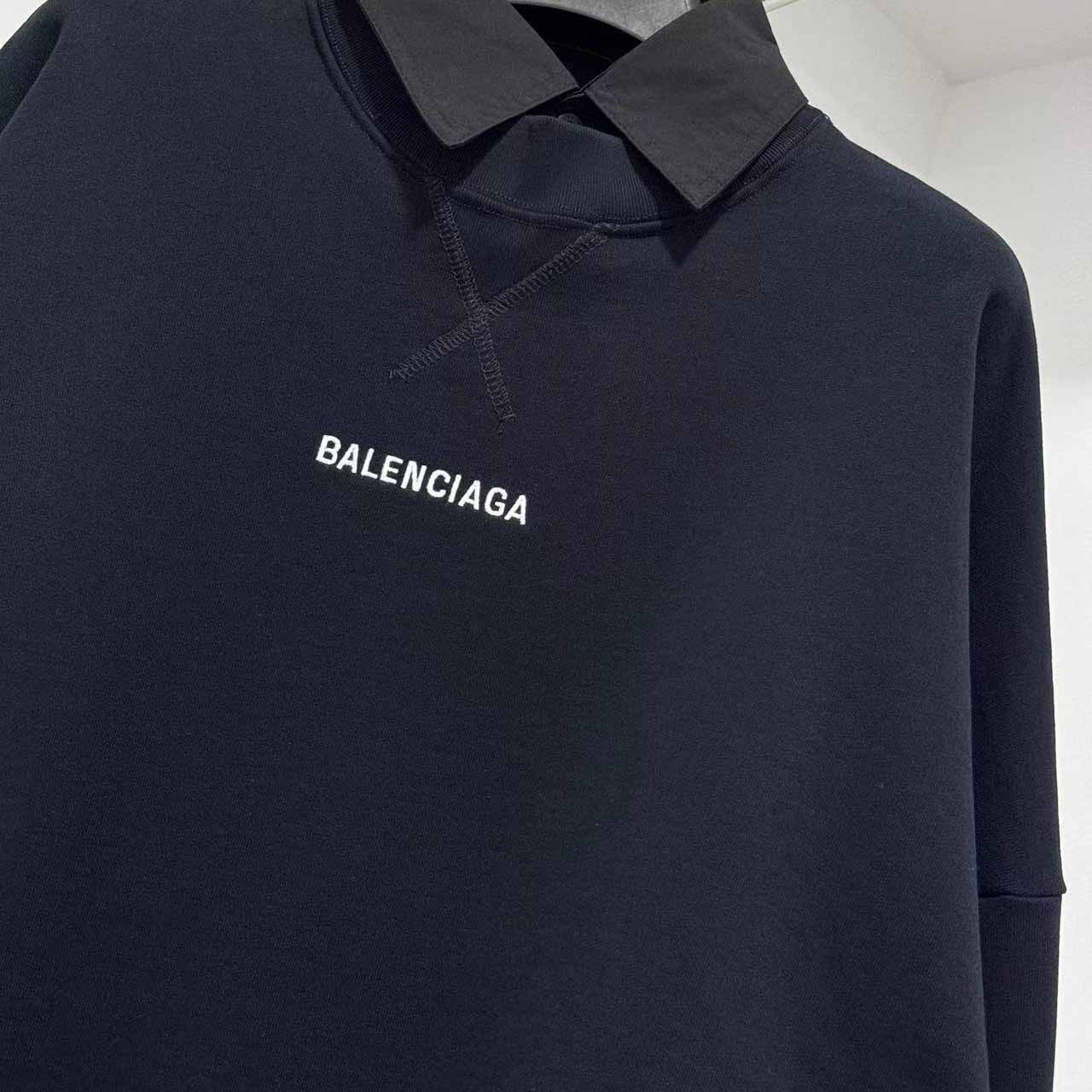 Balenciaga Back Shirt Collar Crewneck In Faded Black - DesignerGu