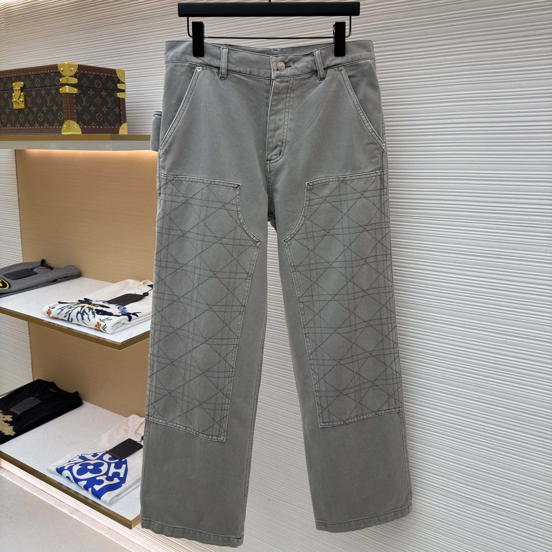 Dior Cannage Carpenter Jeans Gray Cotton Twill - DesignerGu