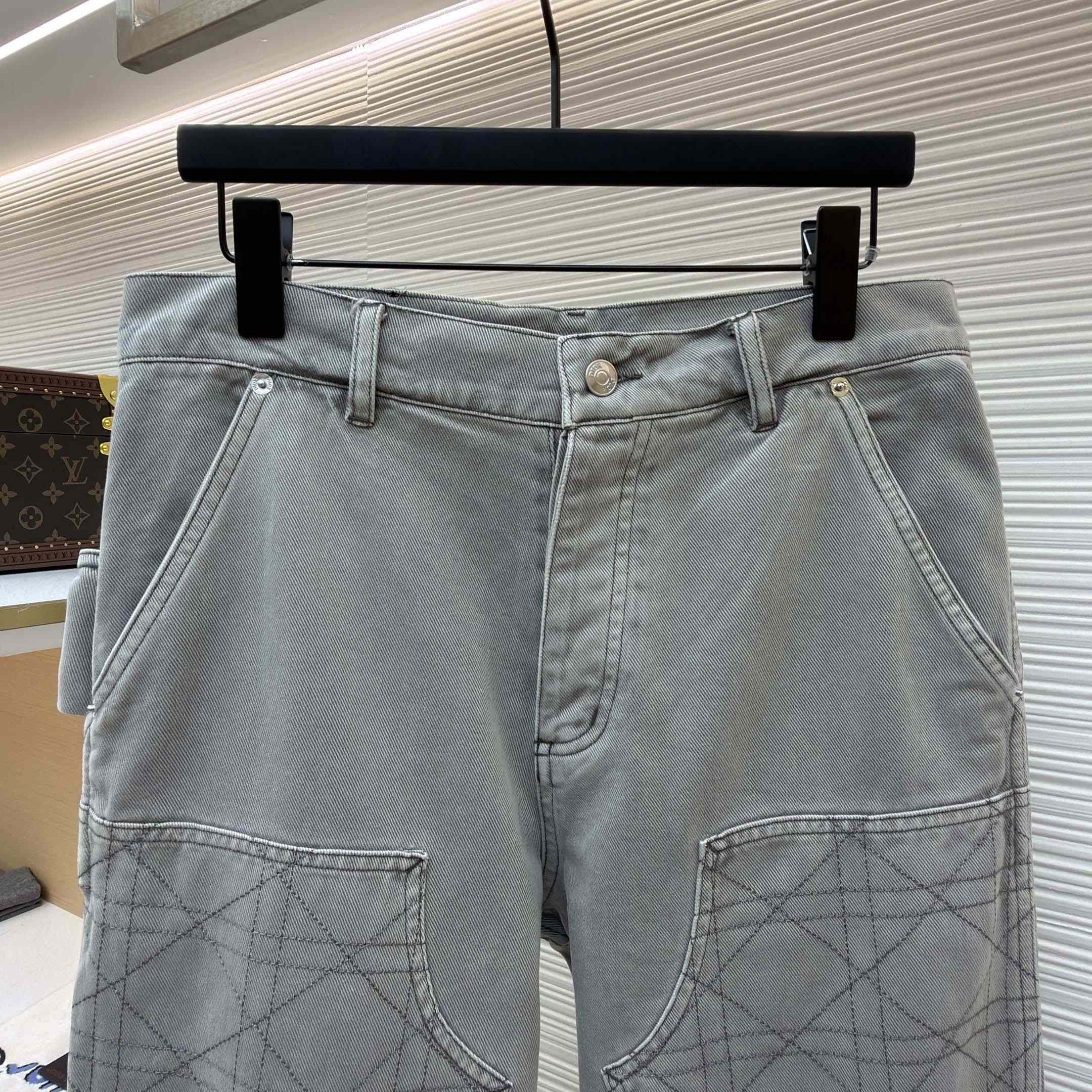 Dior Cannage Carpenter Jeans Gray Cotton Twill - DesignerGu