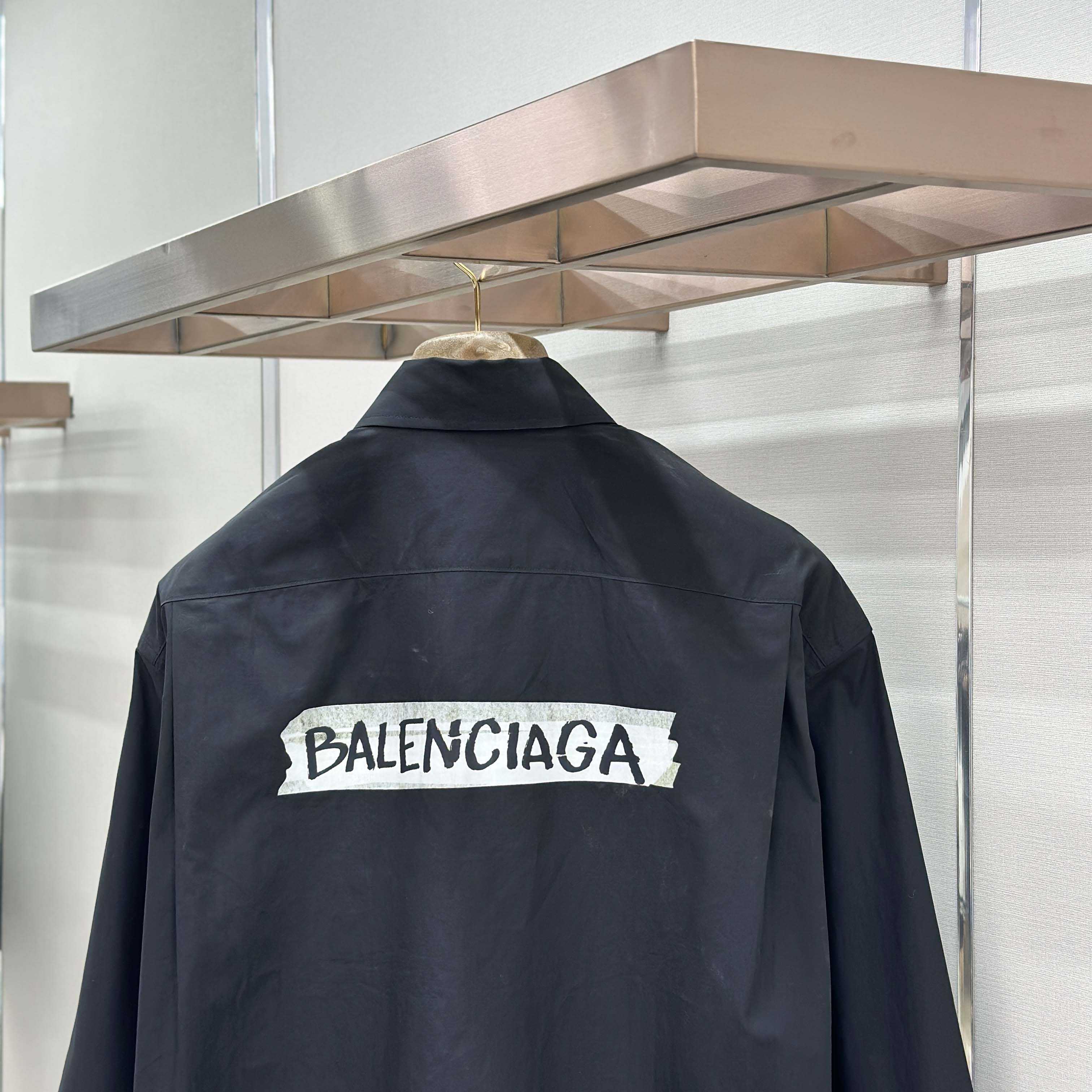 Balenciaga Masking Tape Long Sleeve Shirt Large Fit In Black - DesignerGu