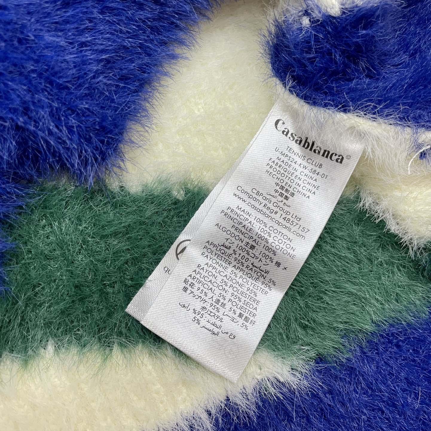 Casablanca Furry Striped Zip Up Jumper 'Blue/Green' - DesignerGu