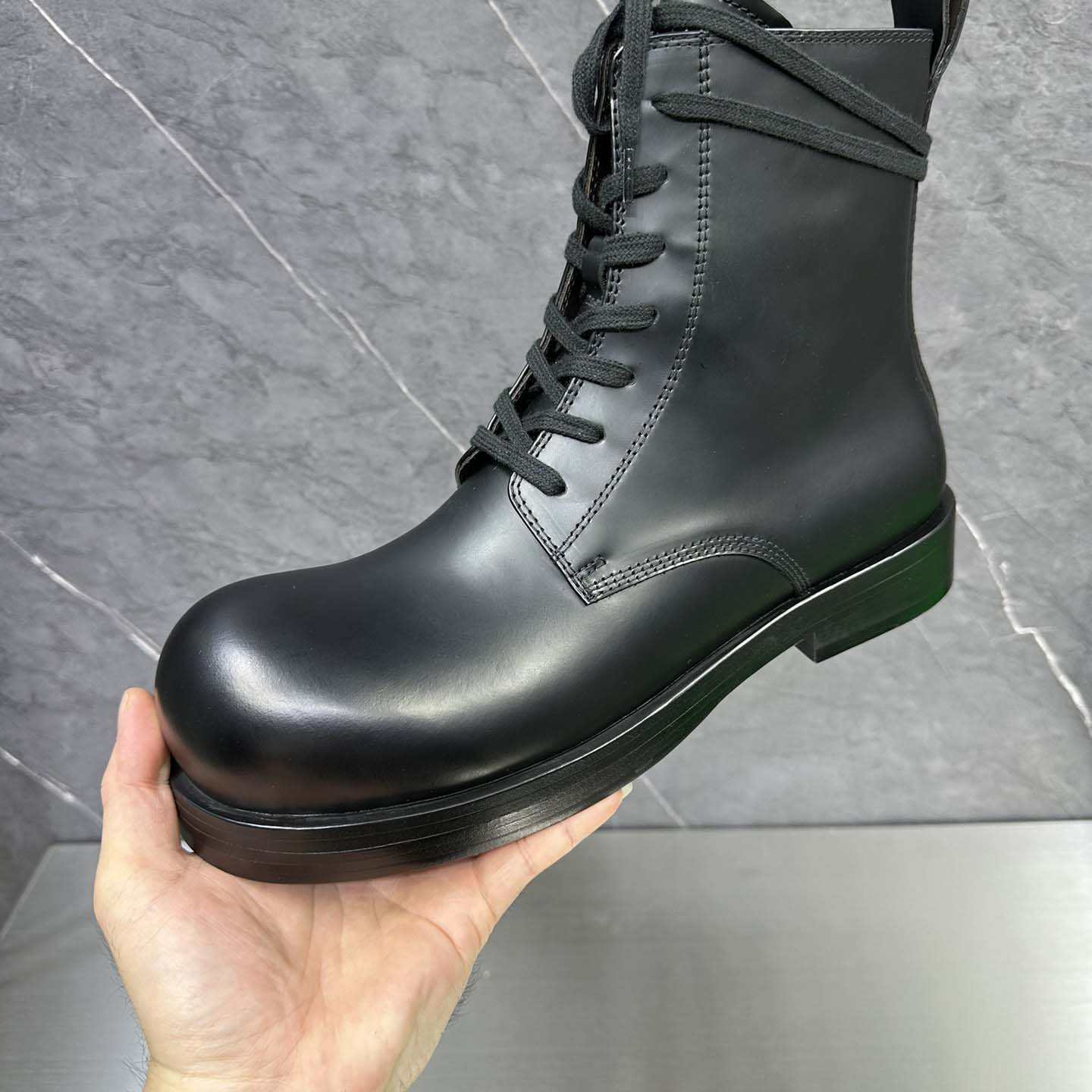 Bottega Veneta Helium Lace-Up Ankle Boots in Black - DesignerGu