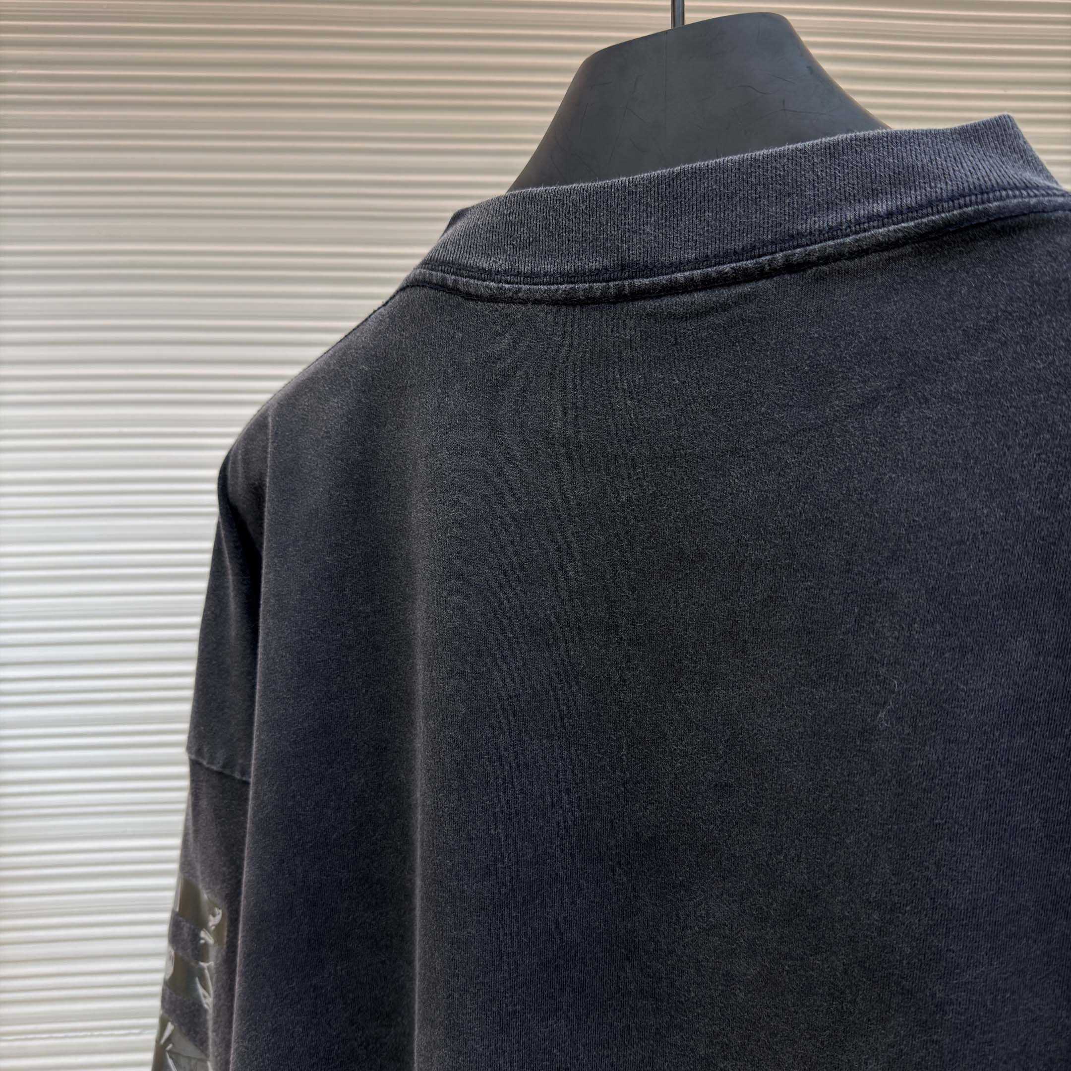 Balenciaga Men's Transparent Tape Shifted Oversized Long Sleeve T-shirt - DesignerGu