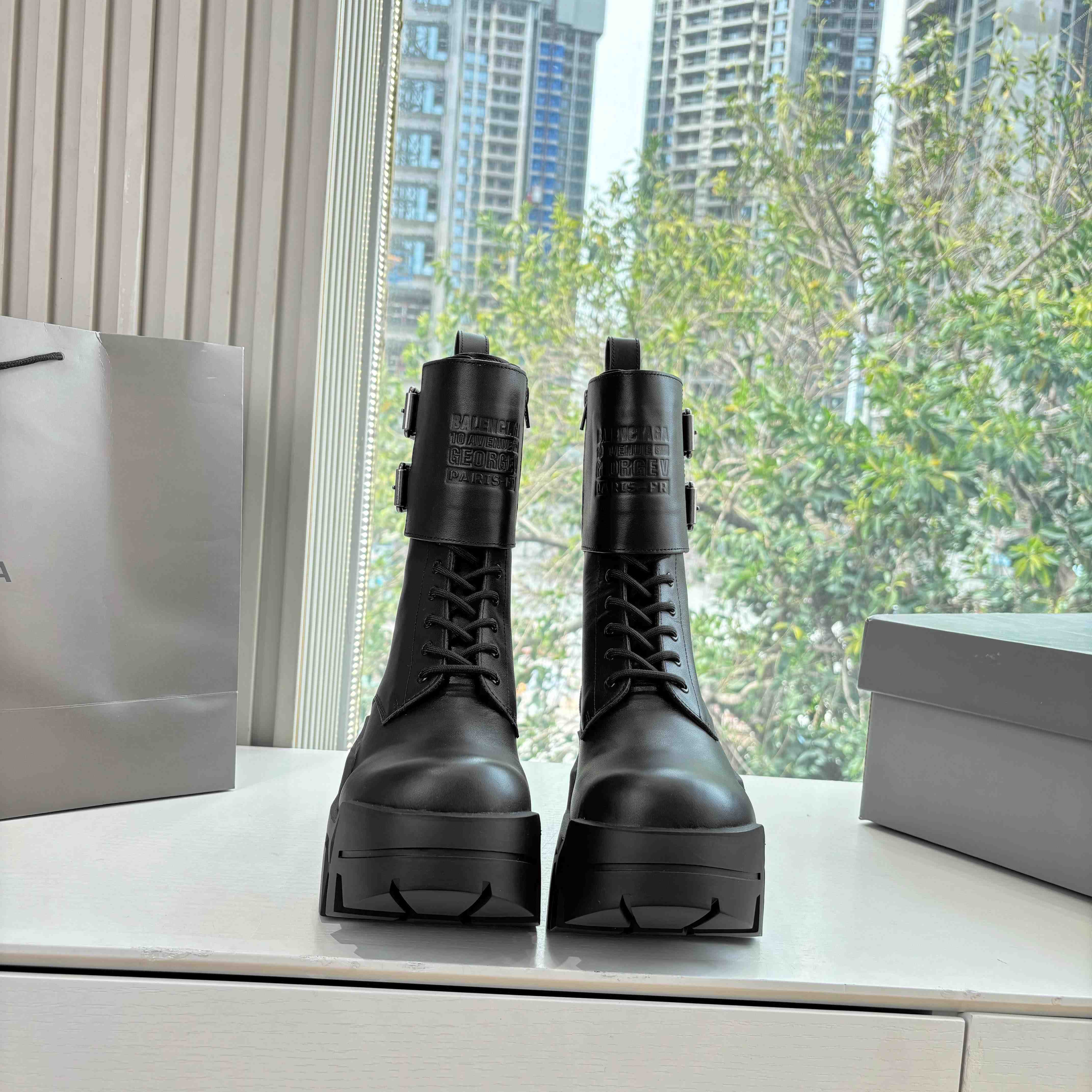 Balenciaga Bulldozer Combat Lace-Up Boot - DesignerGu