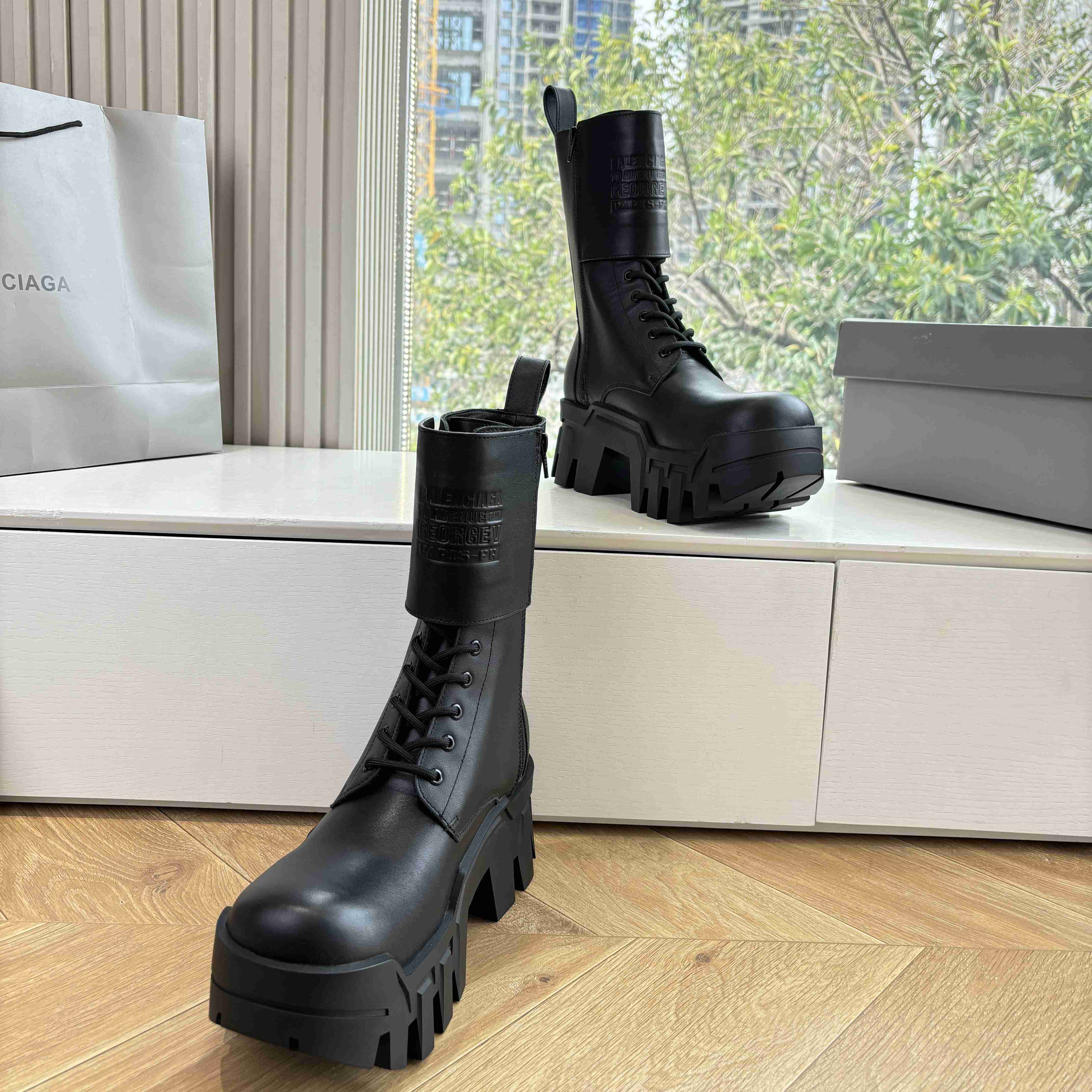 Balenciaga Bulldozer Combat Lace-Up Boot - DesignerGu