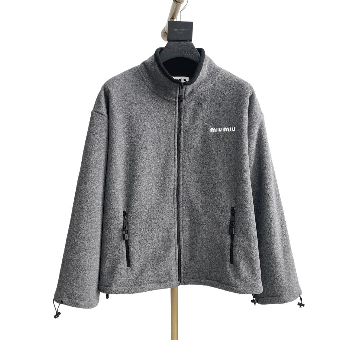 Miu Miu Logo-embroidered Fleece Sweatshirt    60056 - DesignerGu