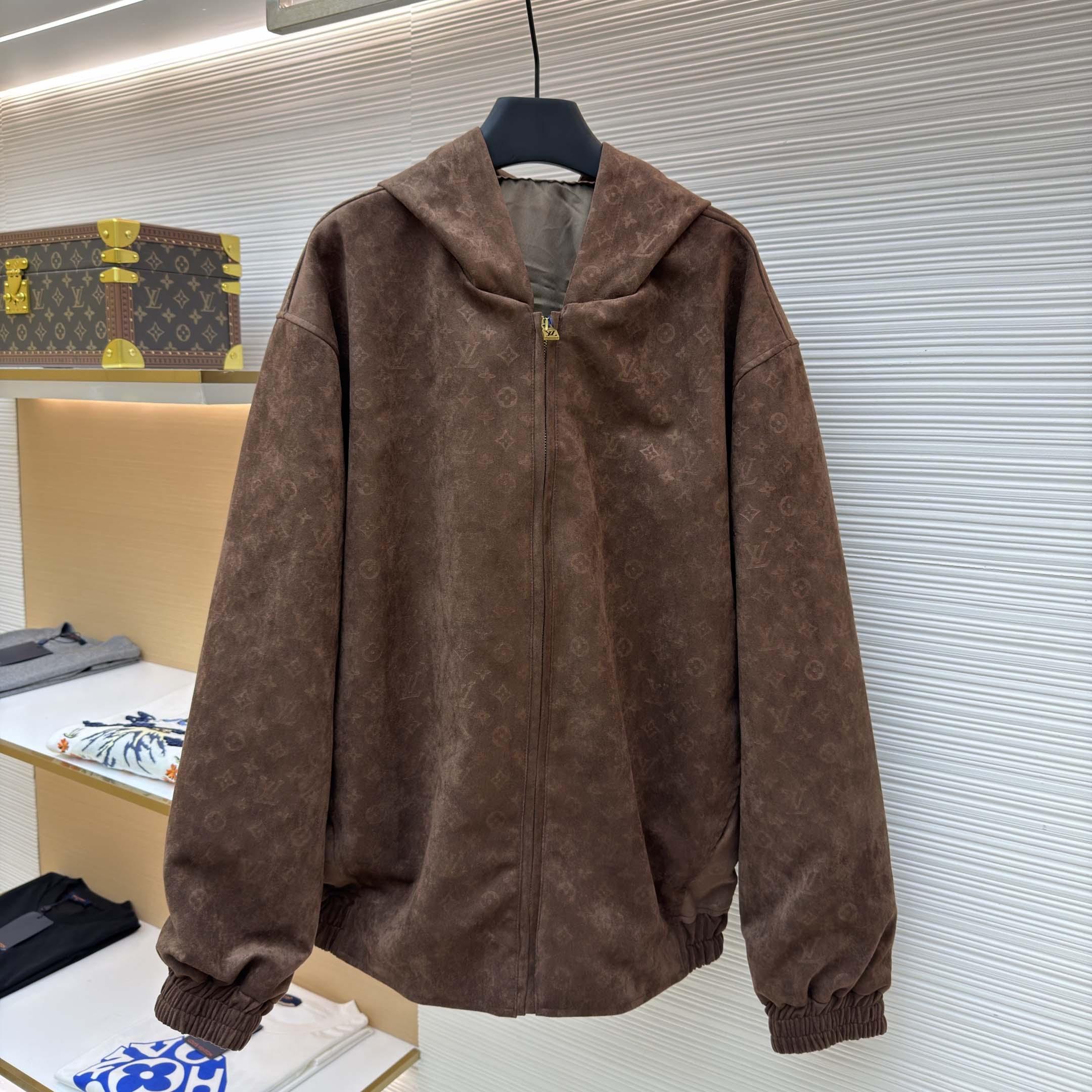 Louis Vuitton Monogram Embossed Suede Hoodie    1AJUNM - DesignerGu