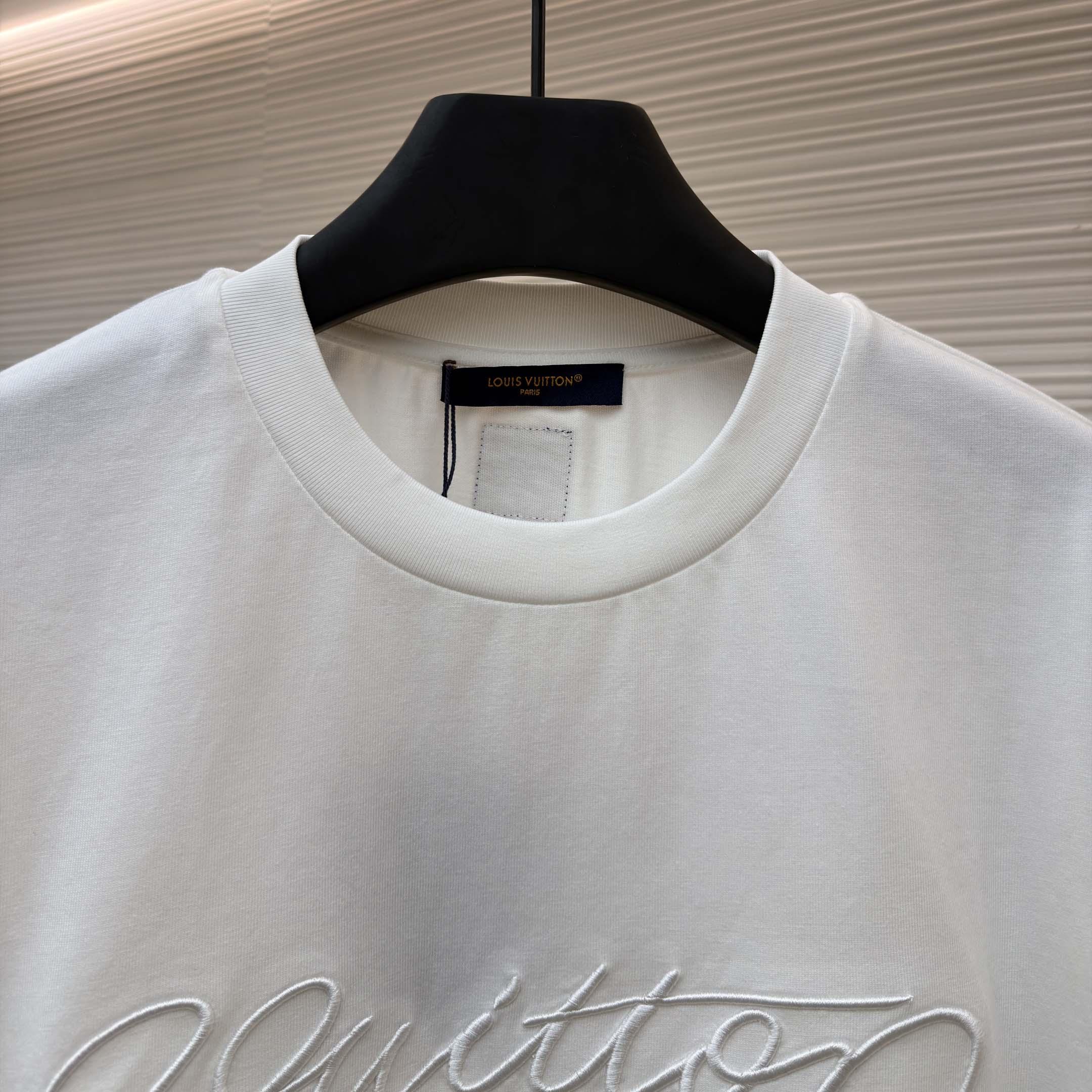 Louis Vuitton Embellished Signature Short-Sleeved T-Shirt    - DesignerGu