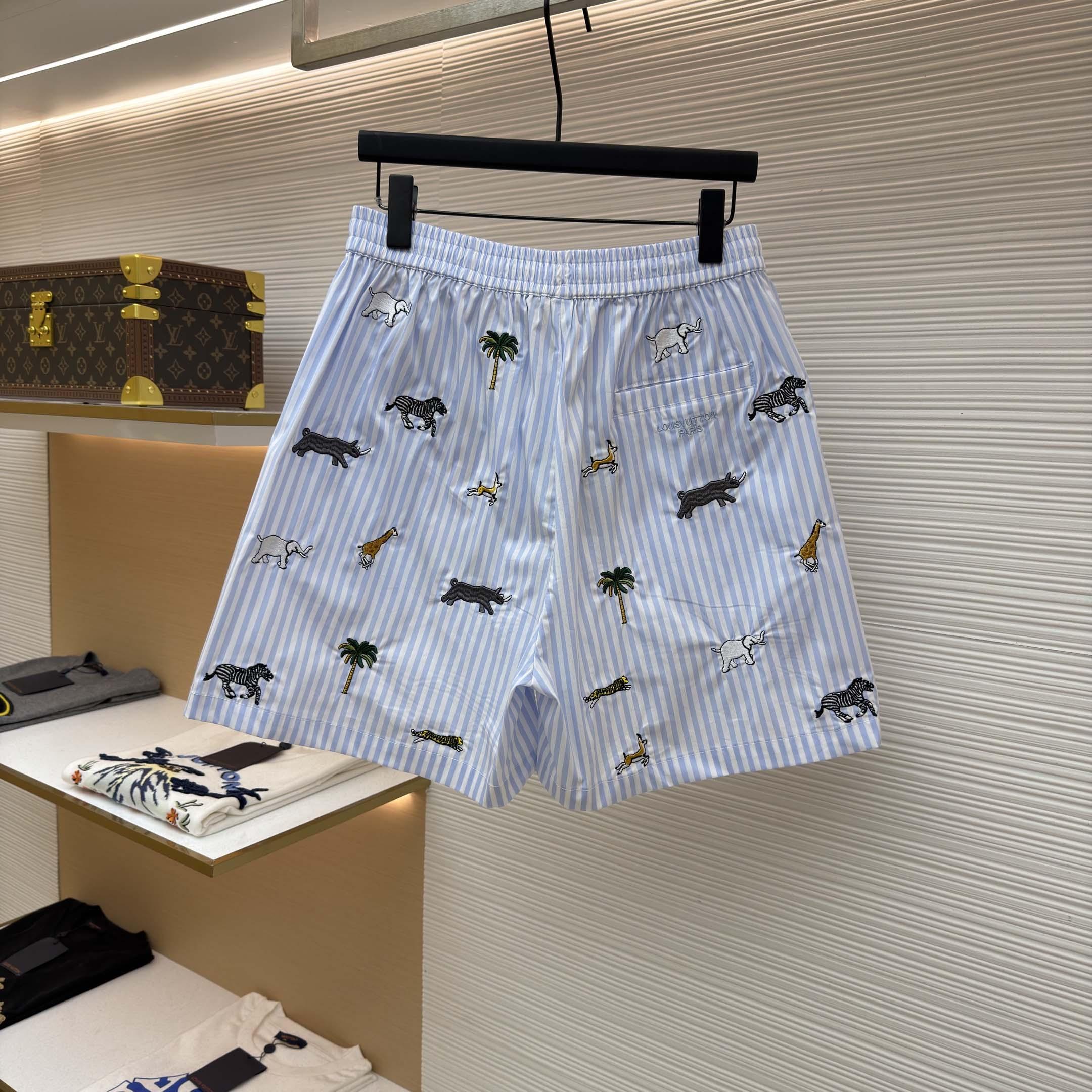Louis Vuitton LV x The Darjeeling Limited Embroidered Striped Shorts    1AJUXJ - DesignerGu