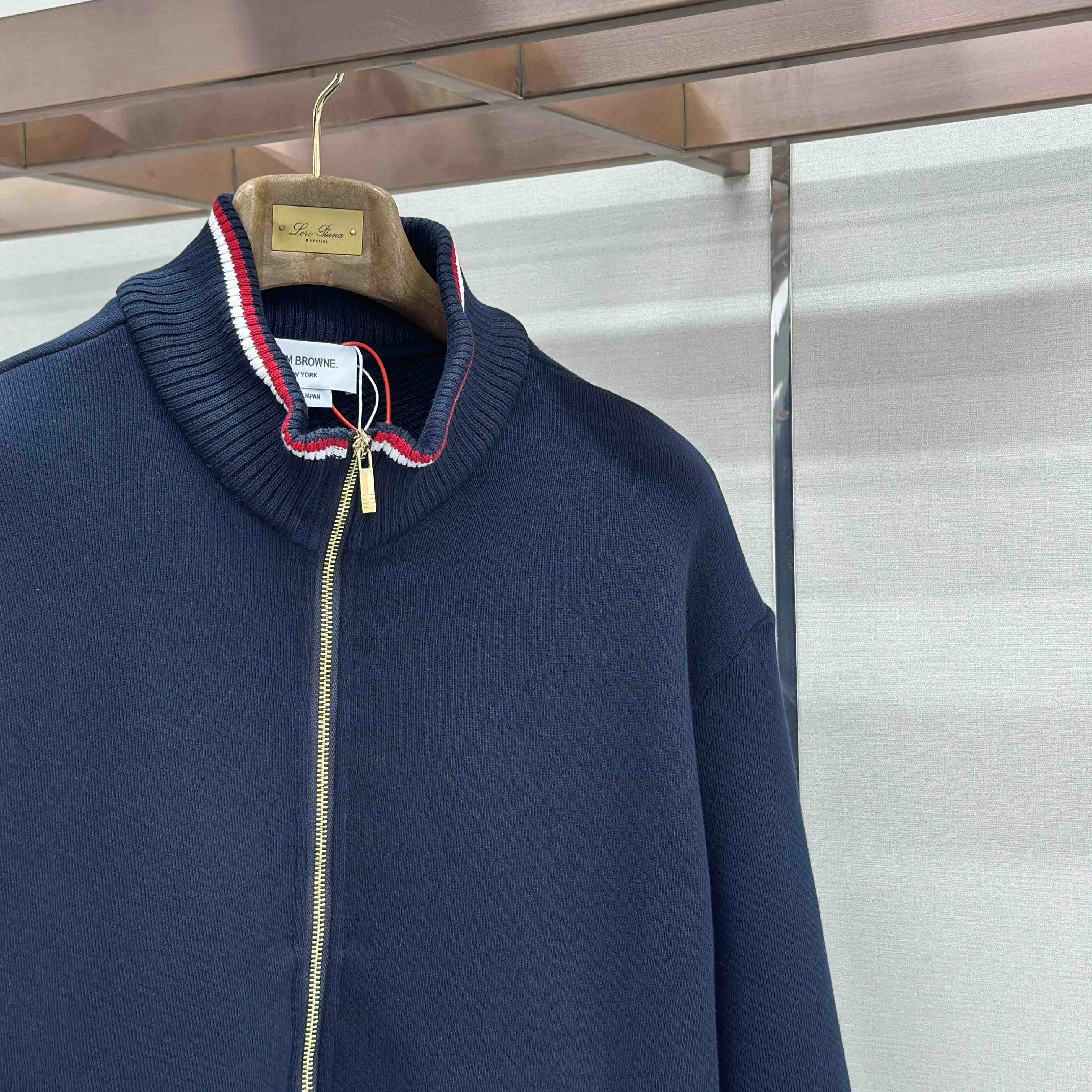 Thom Browne Loopback Oversized Rwb Stripe Jacket - DesignerGu