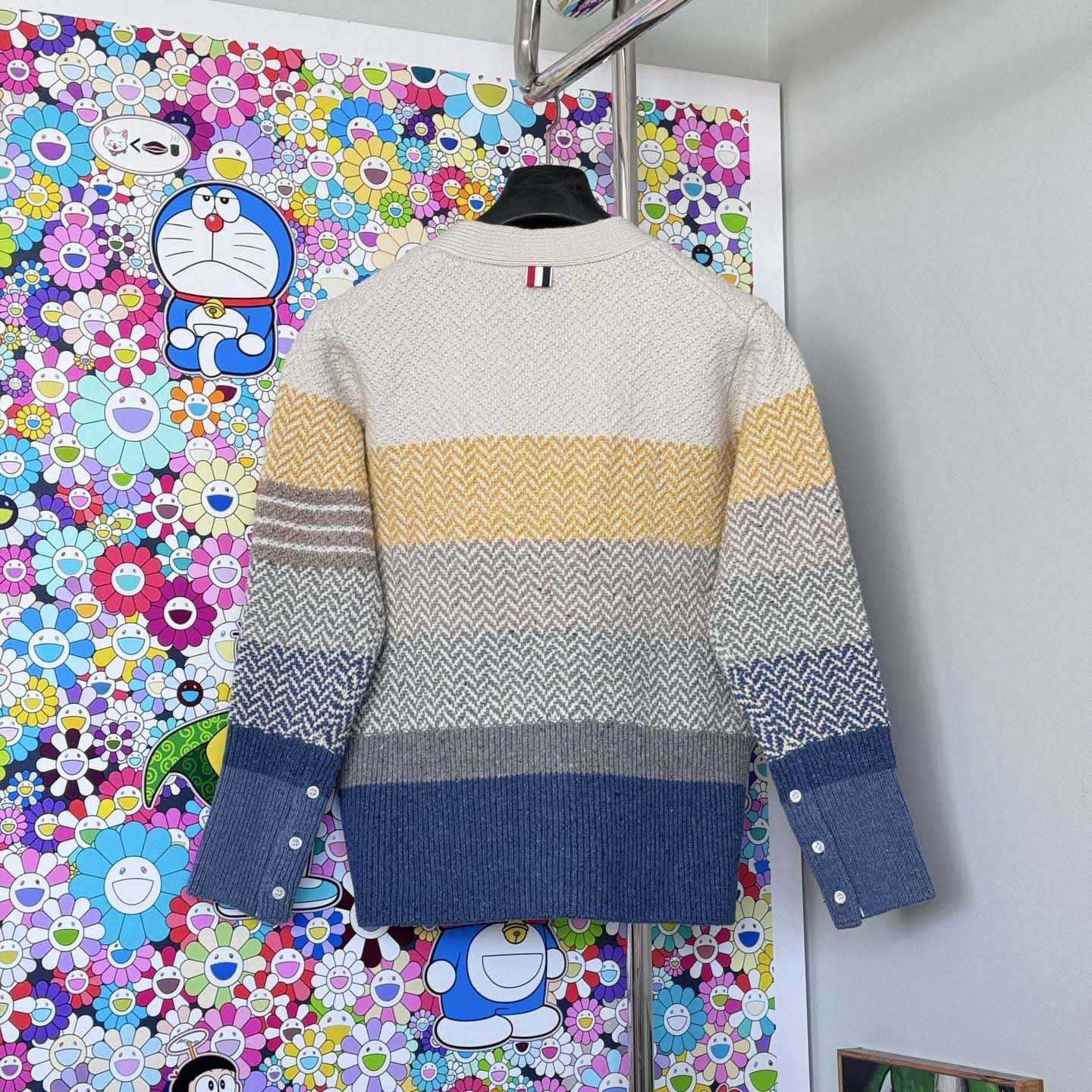 Thom Browne Striped Herringbone Jacquard Classic Cardigan 'Seasonal Multicolor' - DesignerGu