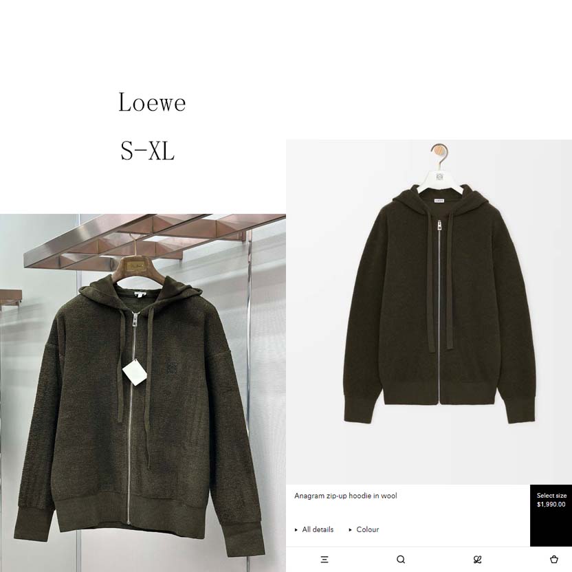 Loewe Anagram Zip-up Hoodie In Wool - DesignerGu