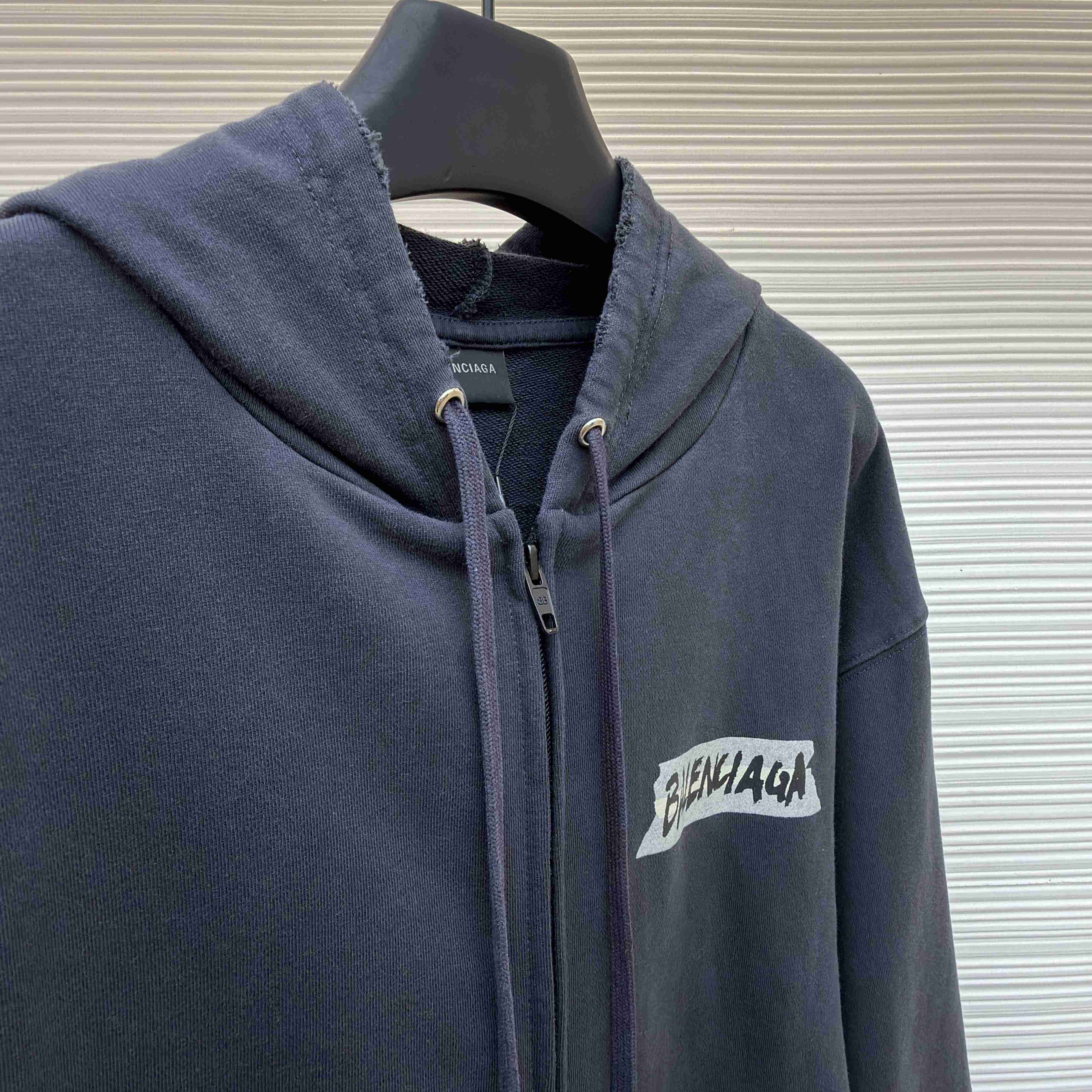 Balenciaga Masking Tape Oversized Zip-up Hoodie  - DesignerGu