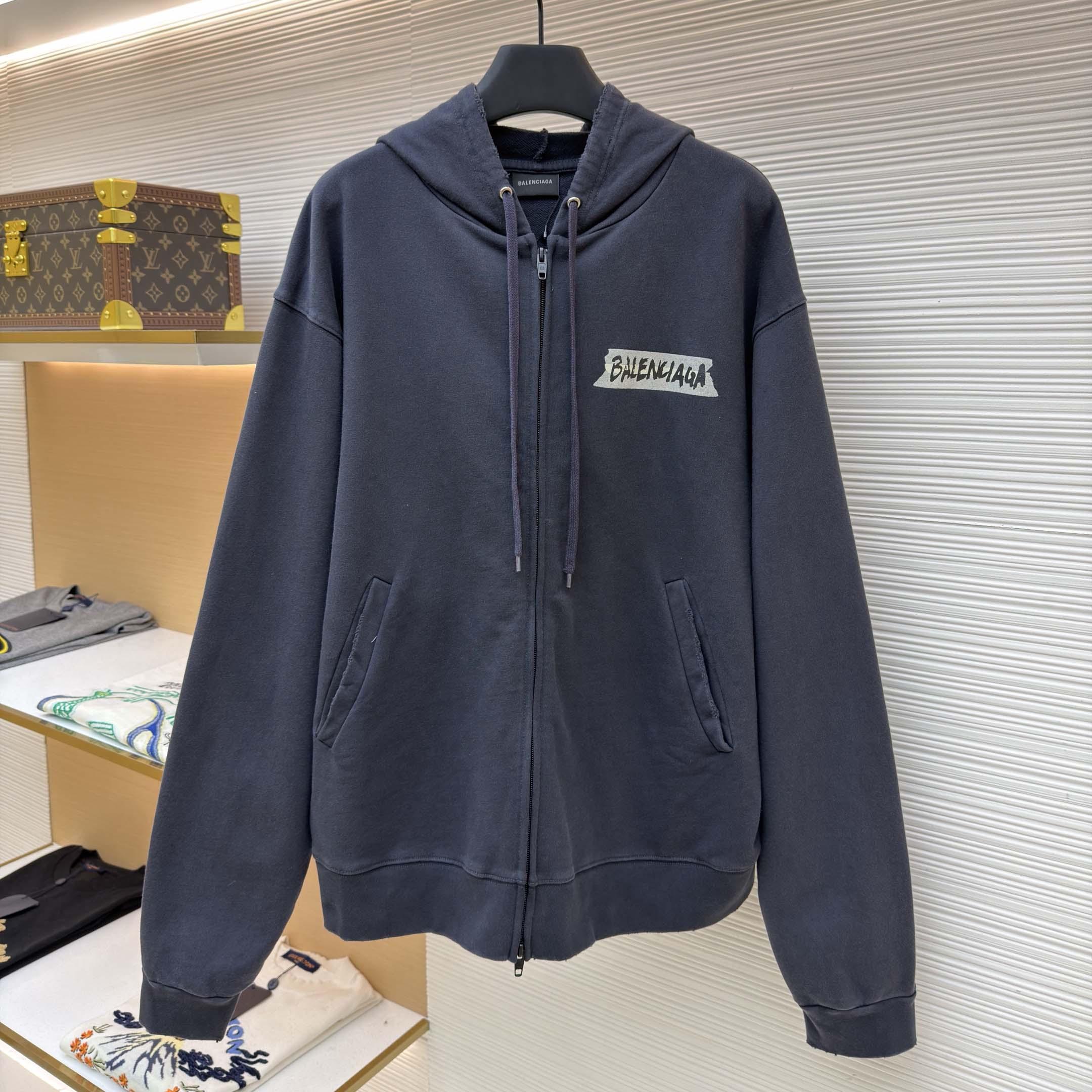 Balenciaga Masking Tape Oversized Zip-up Hoodie  - DesignerGu