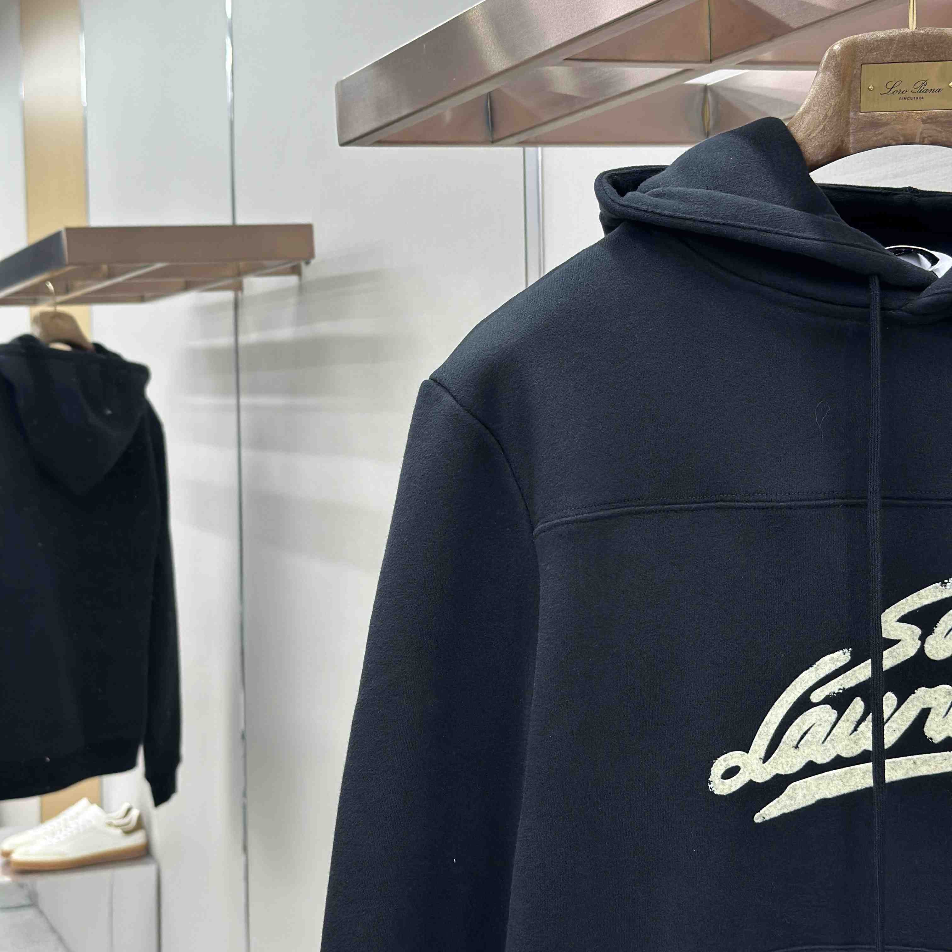 Saint Laurent Scipt Logo Hoodie 'Noir/Naturel' - DesignerGu