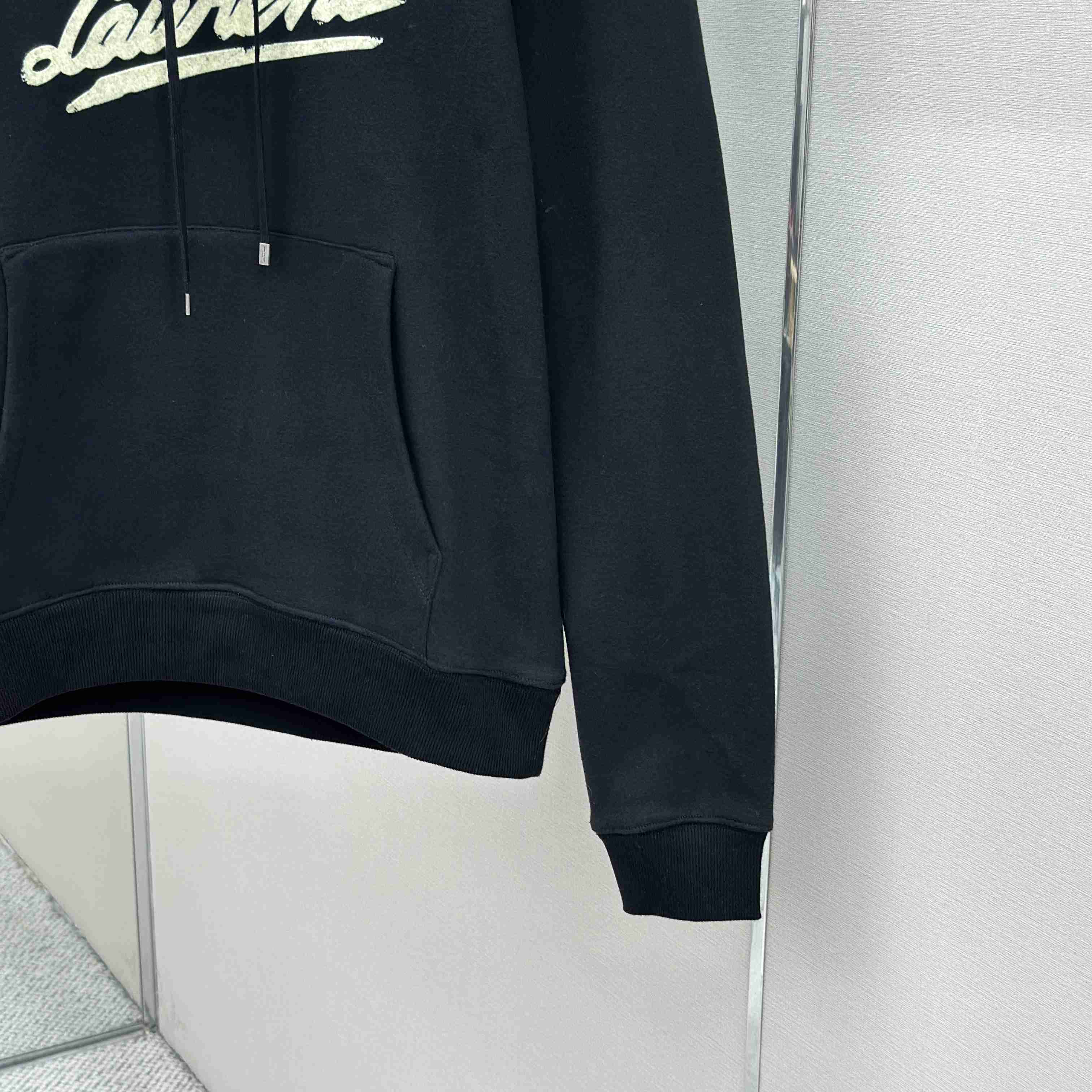 Saint Laurent Scipt Logo Hoodie 'Noir/Naturel' - DesignerGu