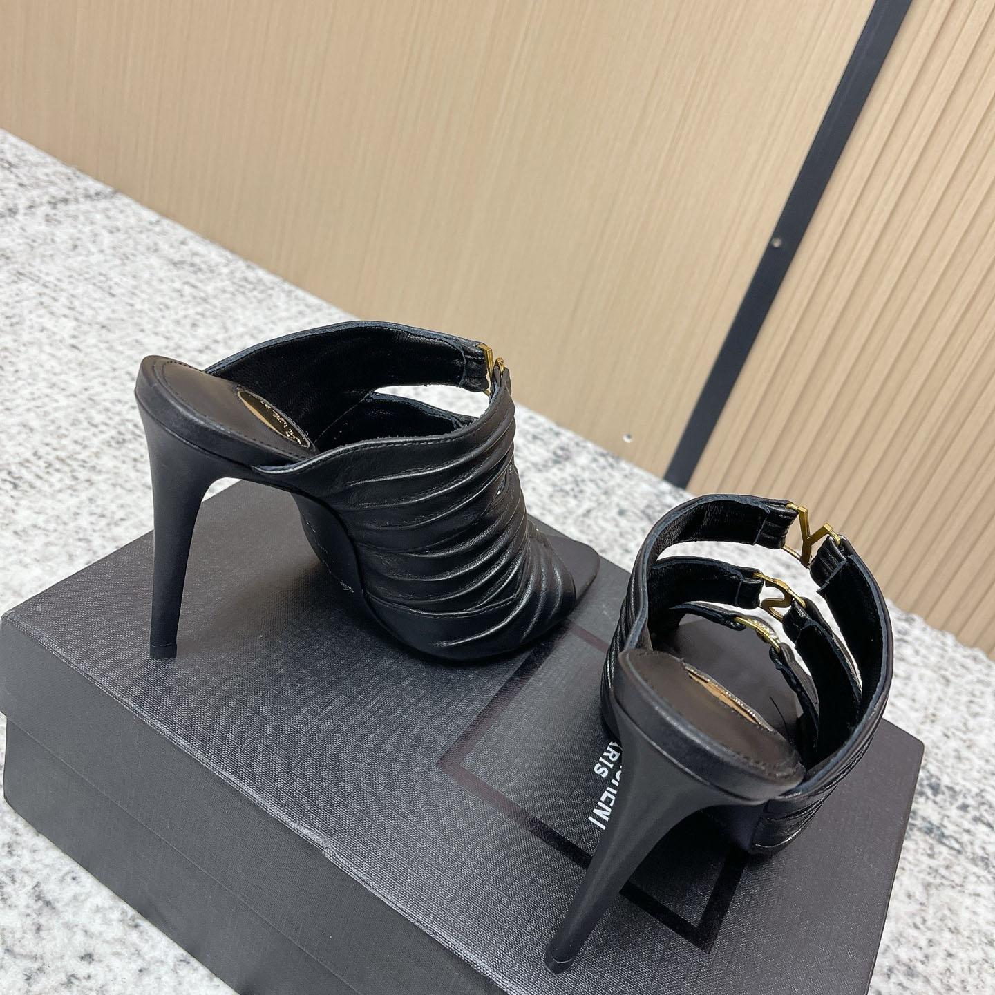 Saint Laurent EMILIE Mules In Satin Crepe - DesignerGu