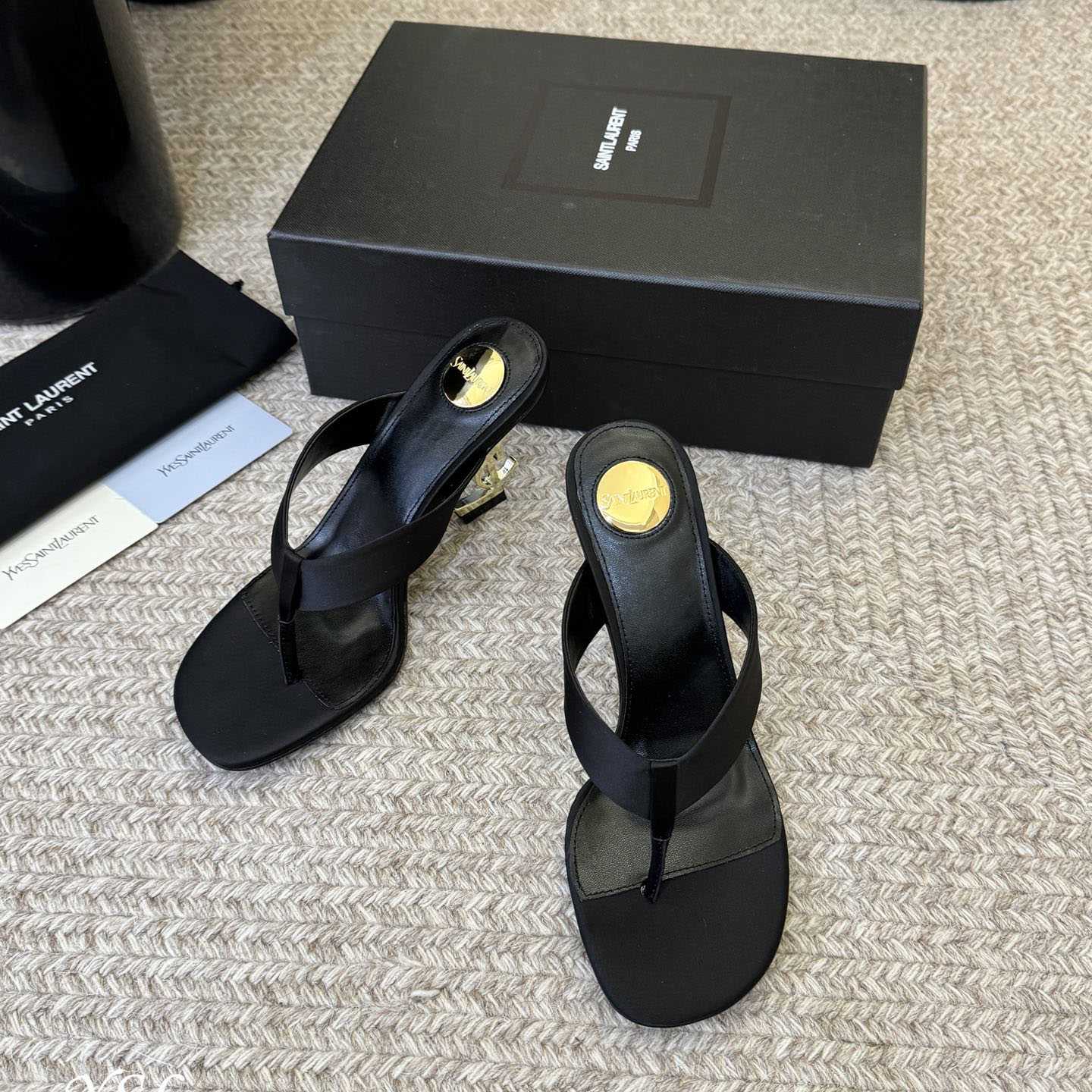 Saint Laurent OPYUM Mules In Satin  Crepe - DesignerGu