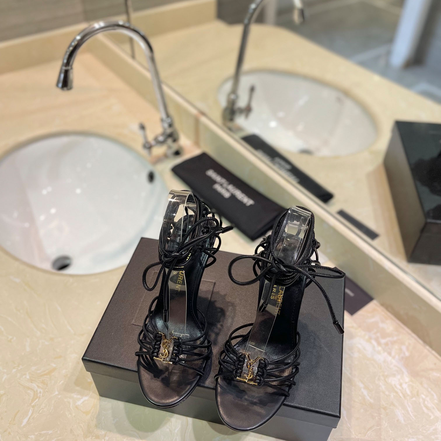 Saint Laurent BABYLONE Sandals In Smooth Leather - DesignerGu