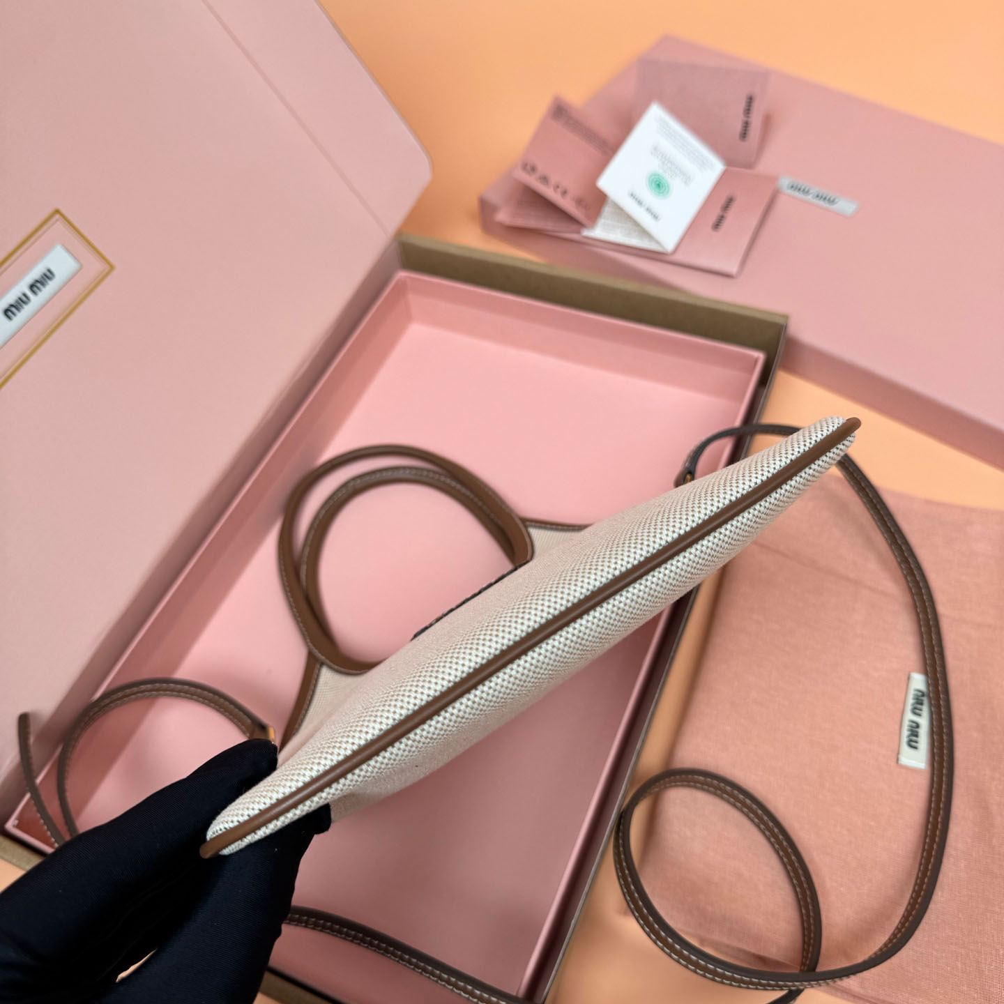 Miu Miu Ivy Canvas And Leather Bag - DesignerGu