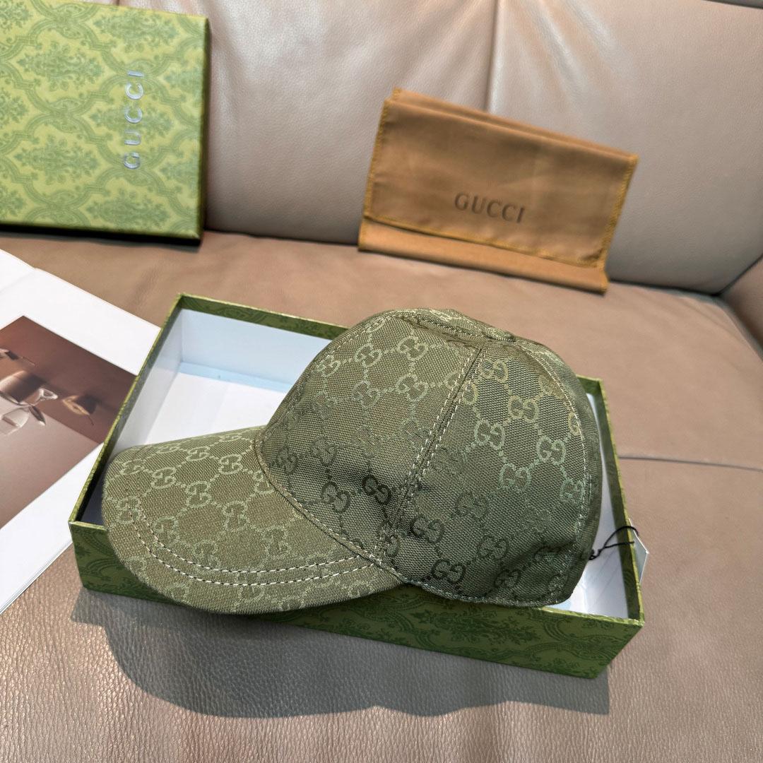 Gucci Forest Green GG Canvas Baseball Hat - DesignerGu