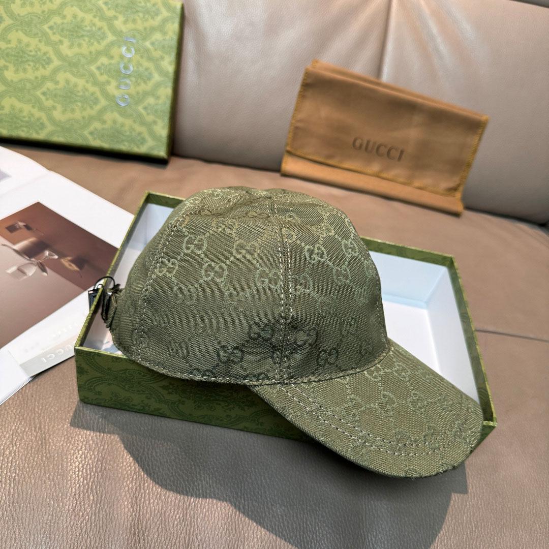 Gucci Forest Green GG Canvas Baseball Hat - DesignerGu