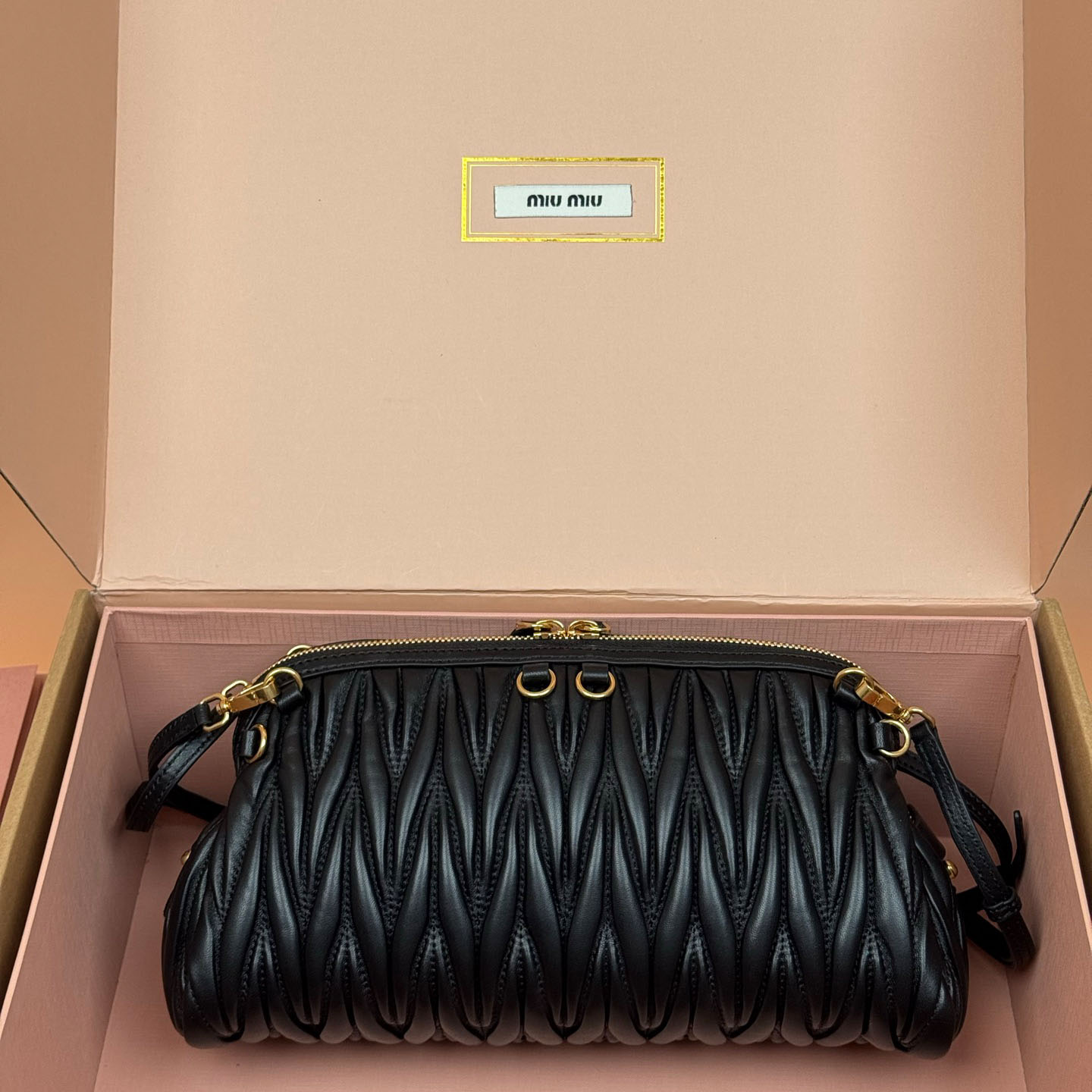 Miu Miu Caprice Matelassé Nappa Leather Clutch - DesignerGu