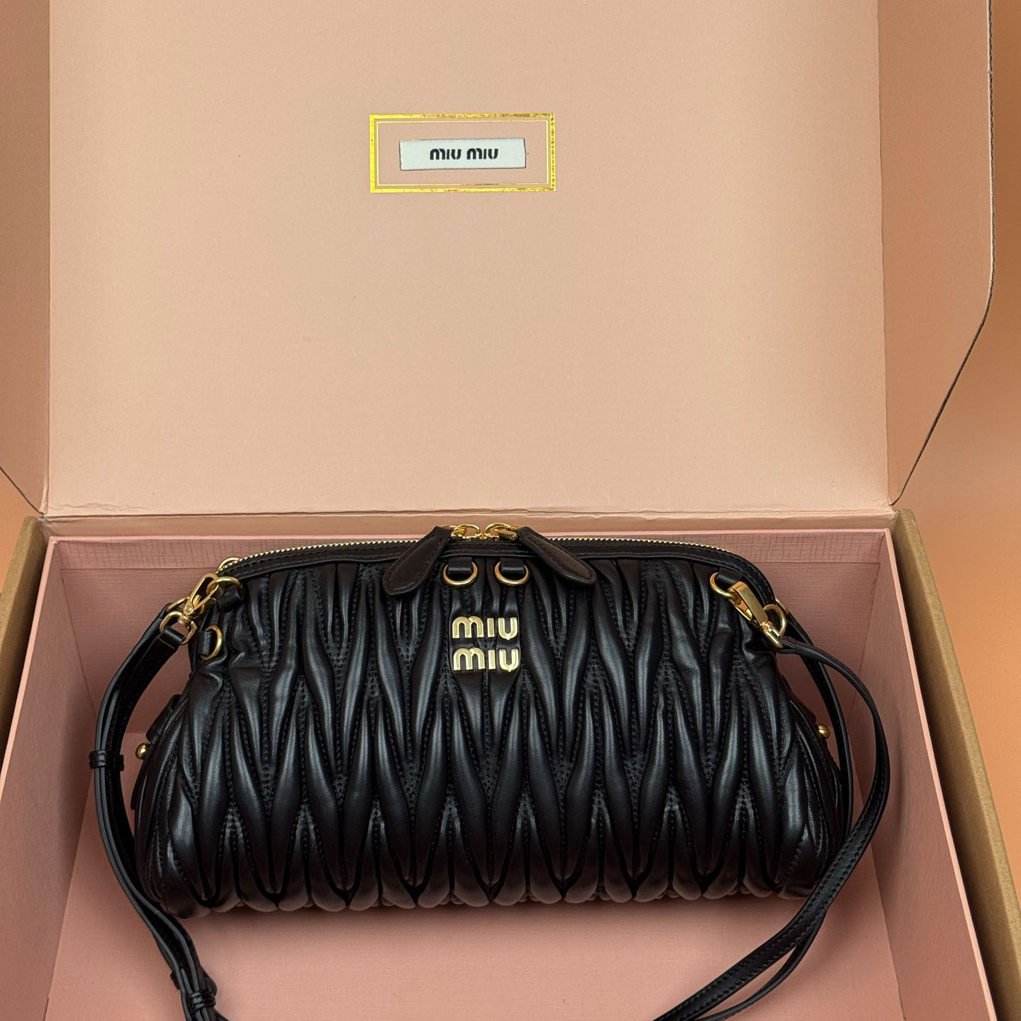 Miu Miu Caprice Matelassé Nappa Leather Clutch - DesignerGu