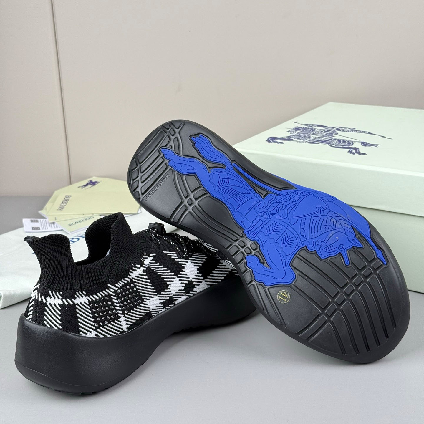 Burberry Check Knit Neptune Sneakers - DesignerGu