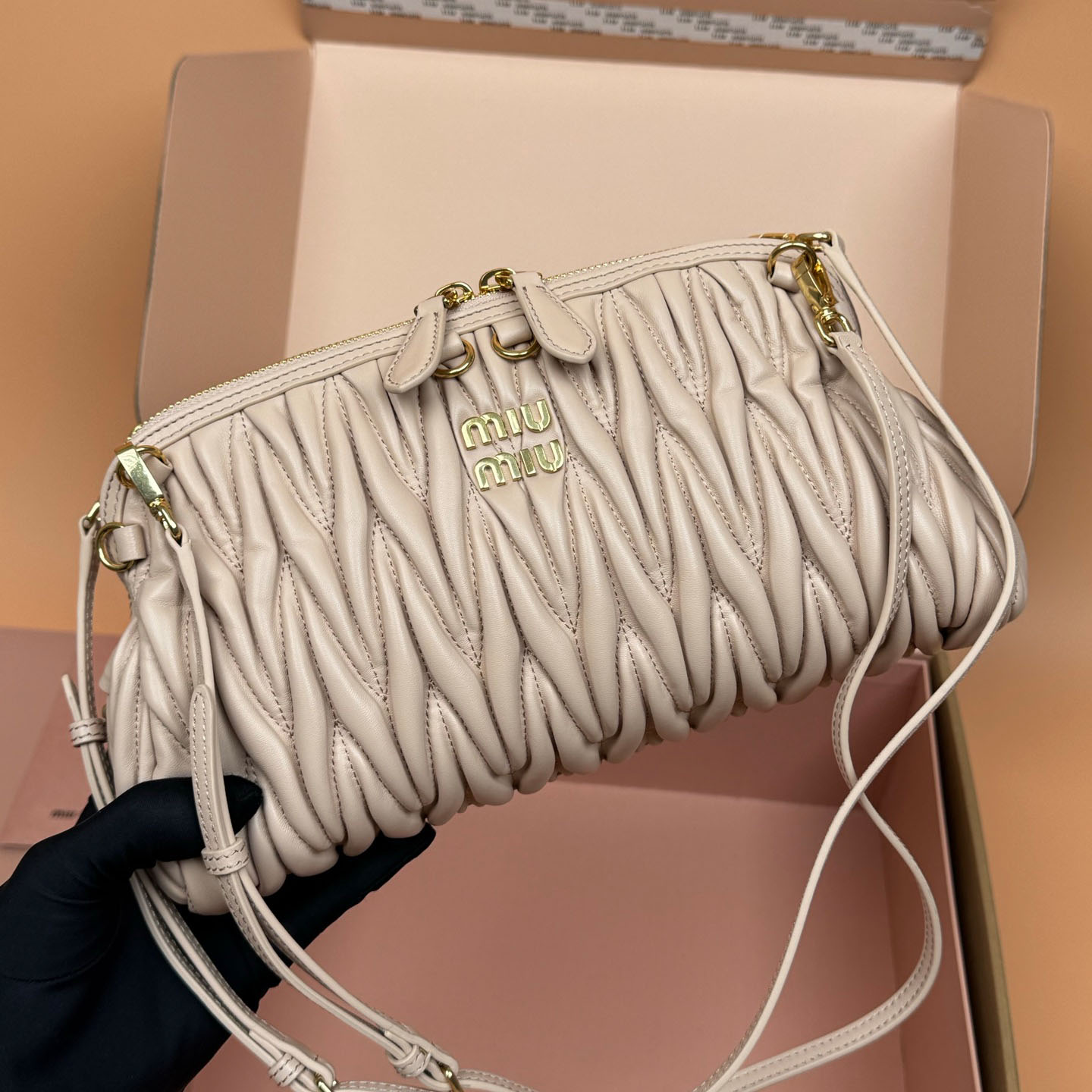 Miu Miu Caprice Matelassé Nappa Leather Clutch - DesignerGu