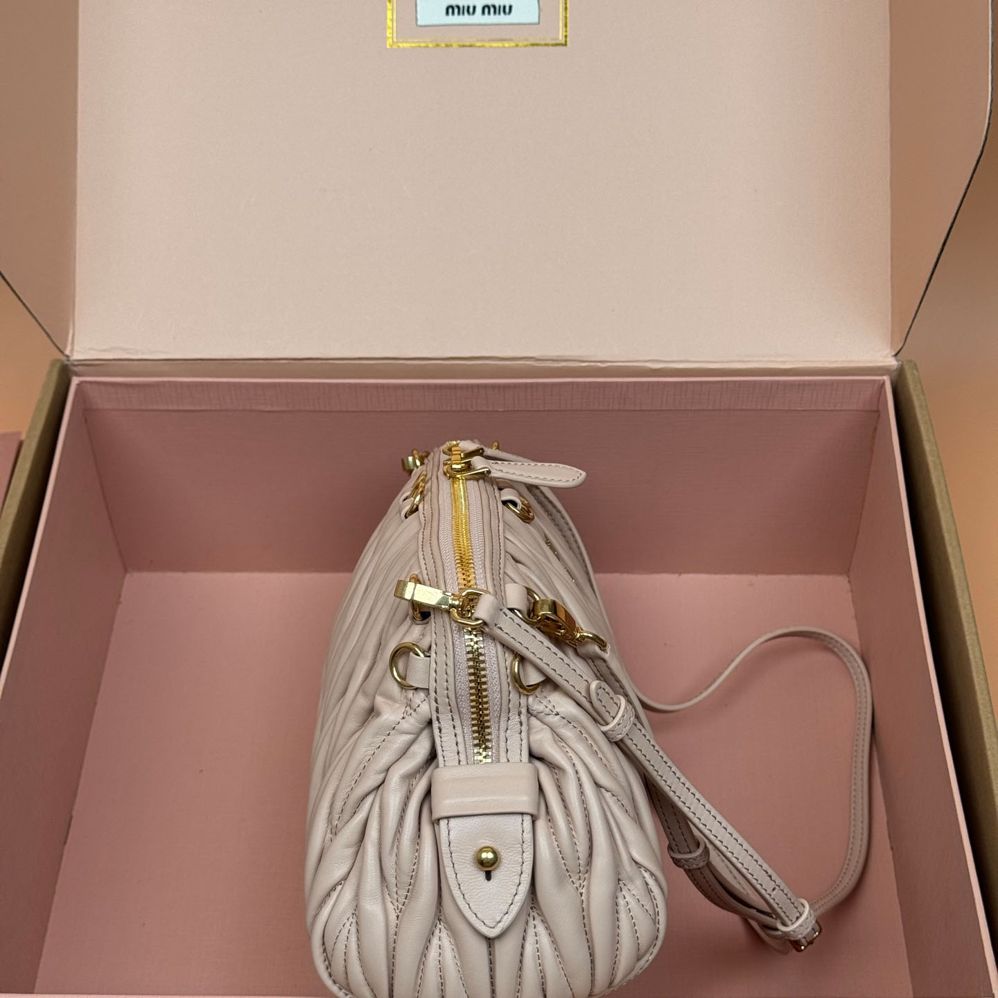 Miu Miu Caprice Matelassé Nappa Leather Clutch - DesignerGu