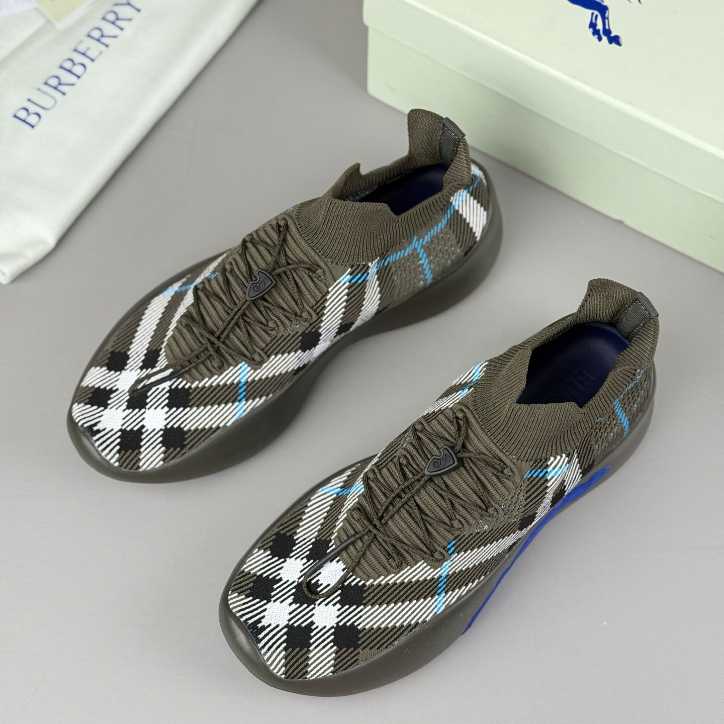 Burberry Check Knit Neptune Sneakers - DesignerGu