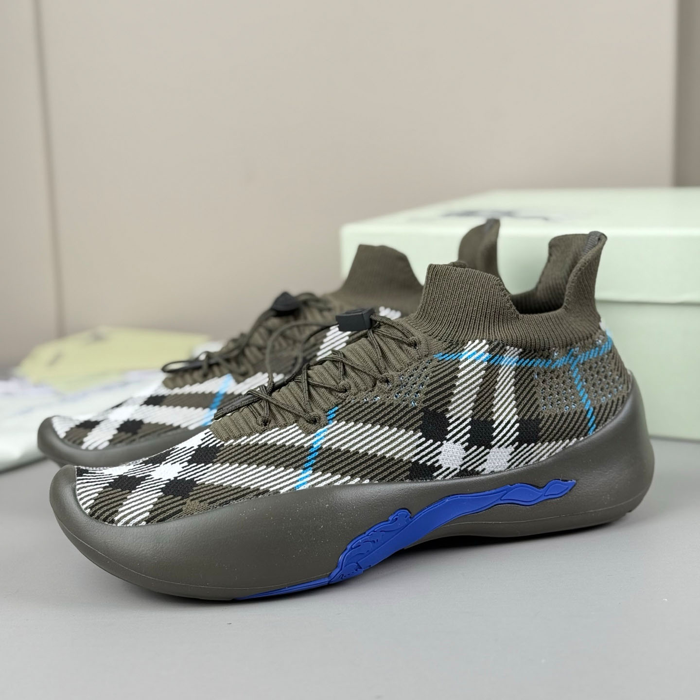 Burberry Check Knit Neptune Sneakers - DesignerGu
