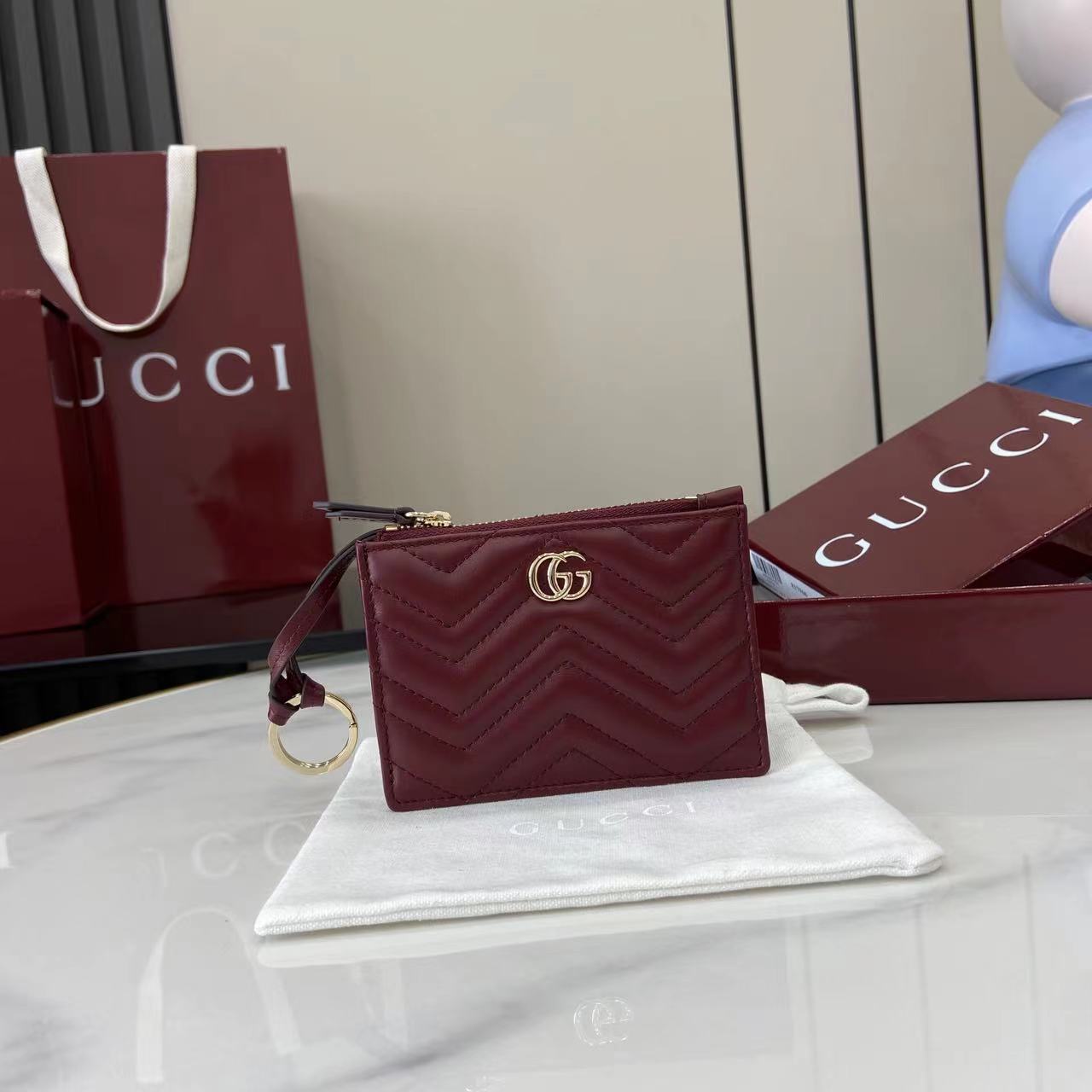 Gucci GG Marmont Zip Key Pouch - DesignerGu