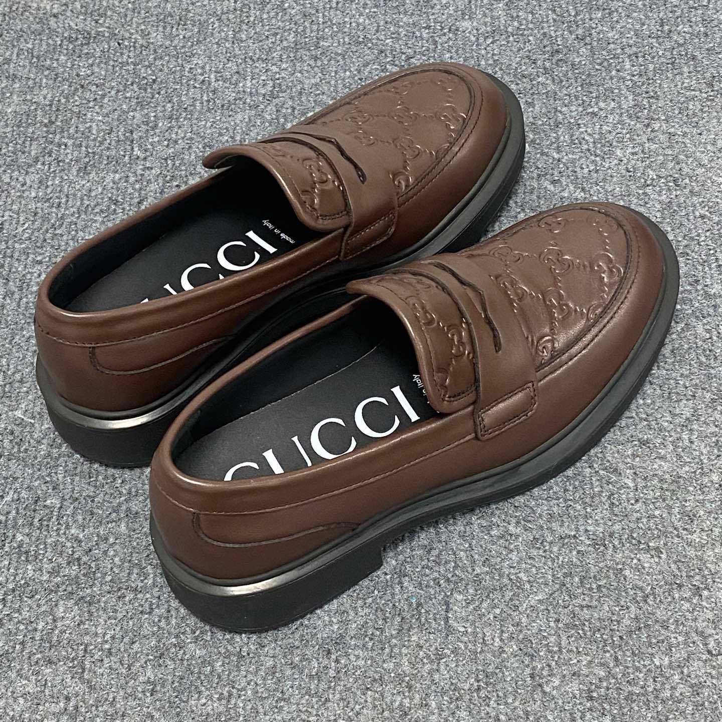 Gucci  Enki GG Leather Platform Loafers - DesignerGu