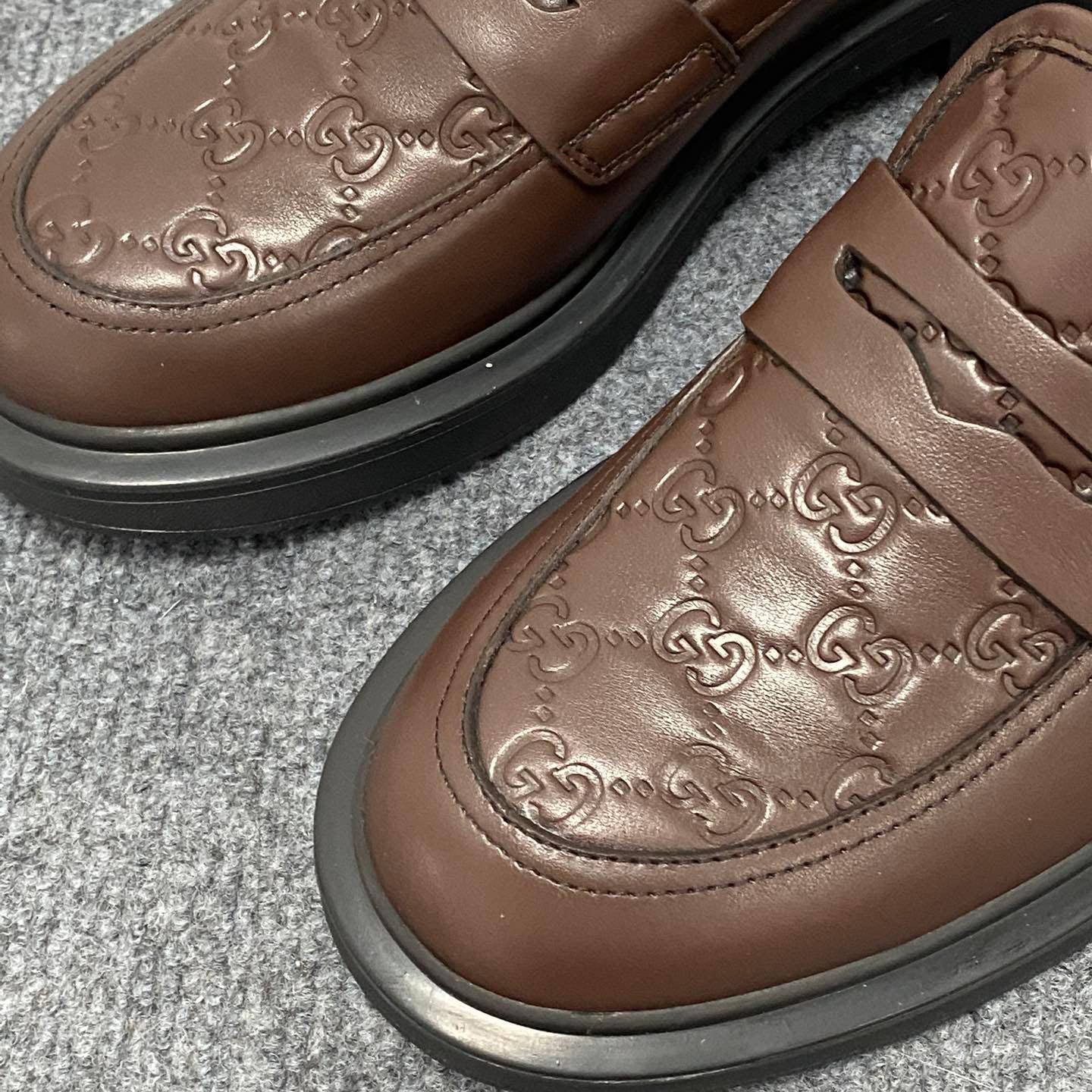 Gucci  Enki GG Leather Platform Loafers - DesignerGu