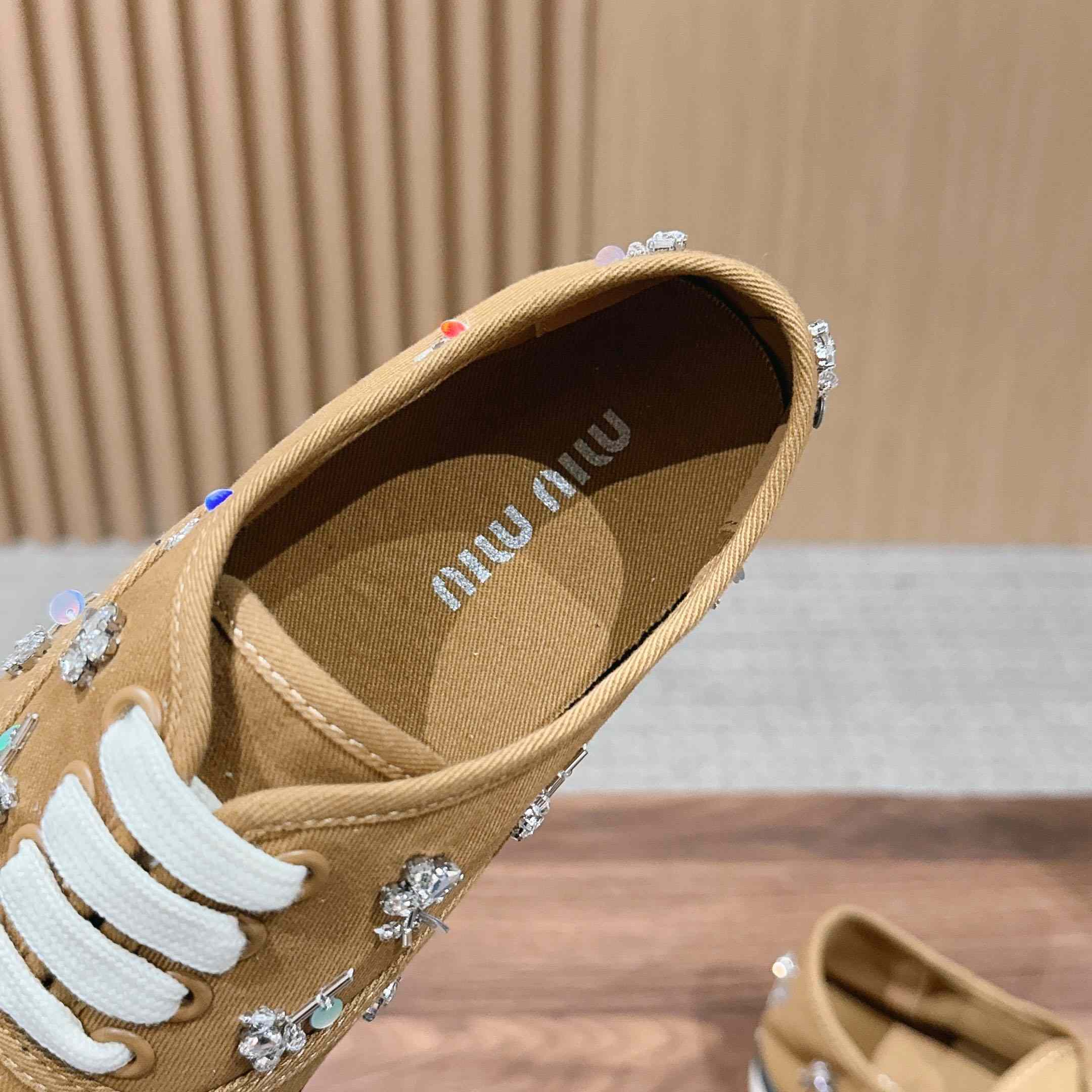 Miu Miu Embroidered Drill Sneakers - DesignerGu