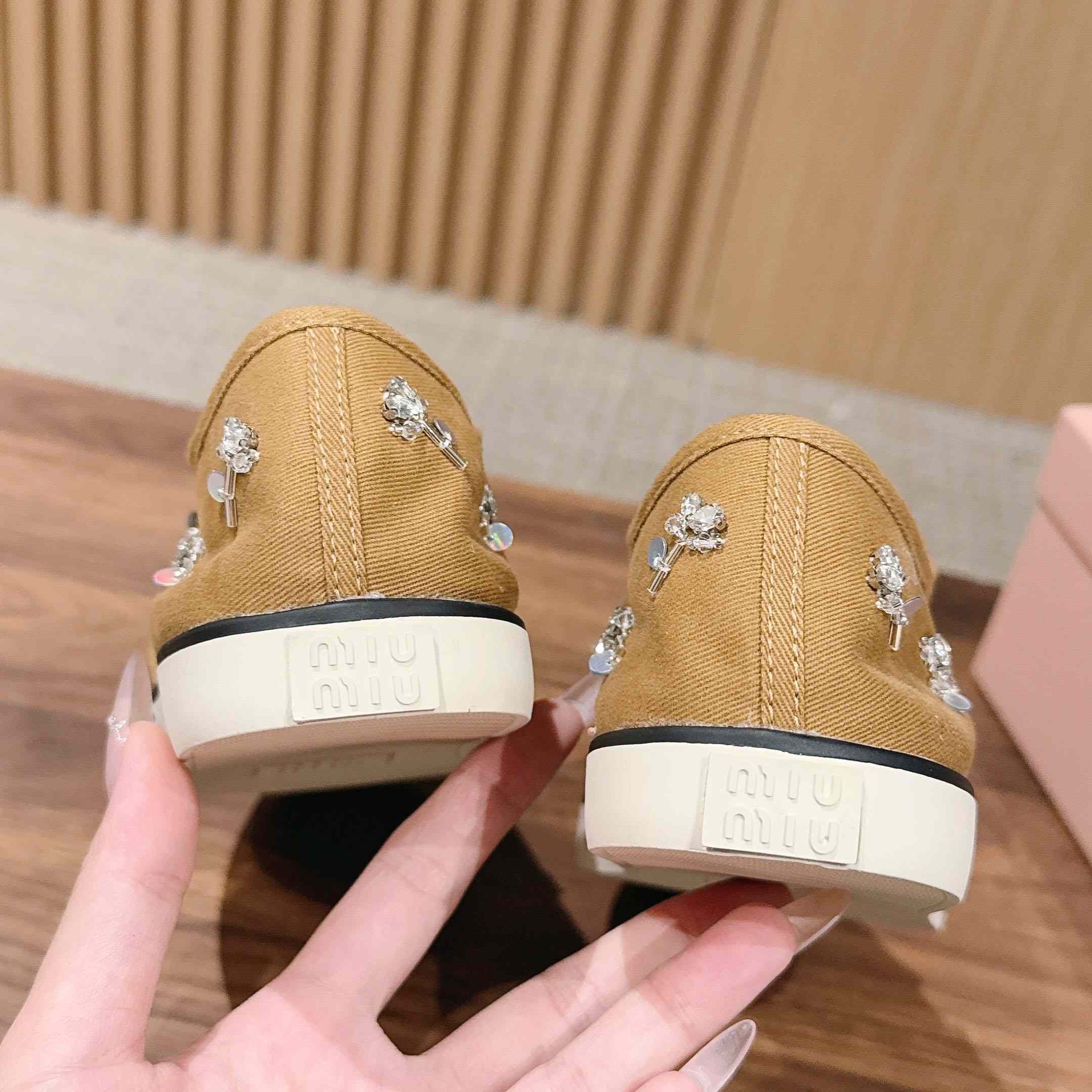 Miu Miu Embroidered Drill Sneakers - DesignerGu