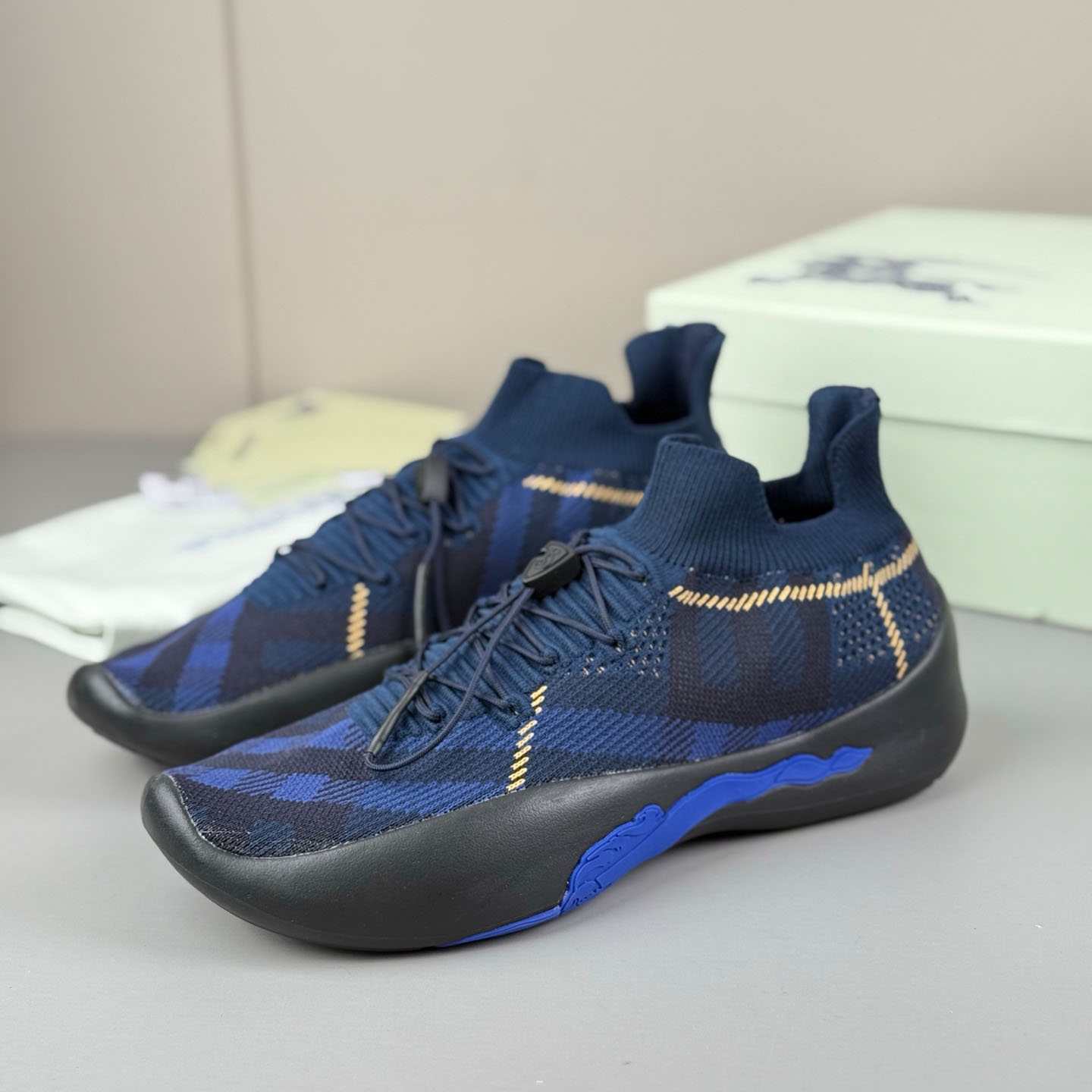 Burberry Check Knit Neptune Sneakers - DesignerGu